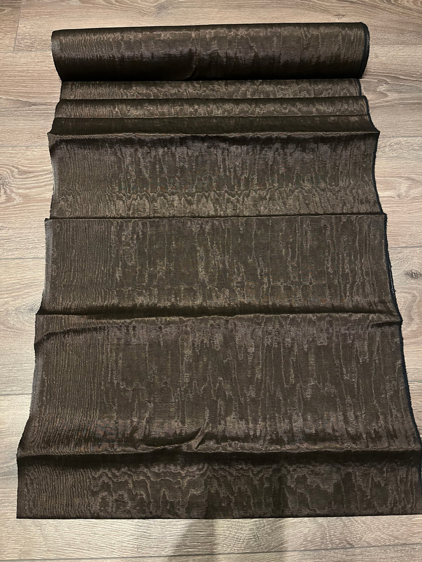 Chocolate Brown Silk Moire Home Textile Interior Fabrics, Watermark Patterns.