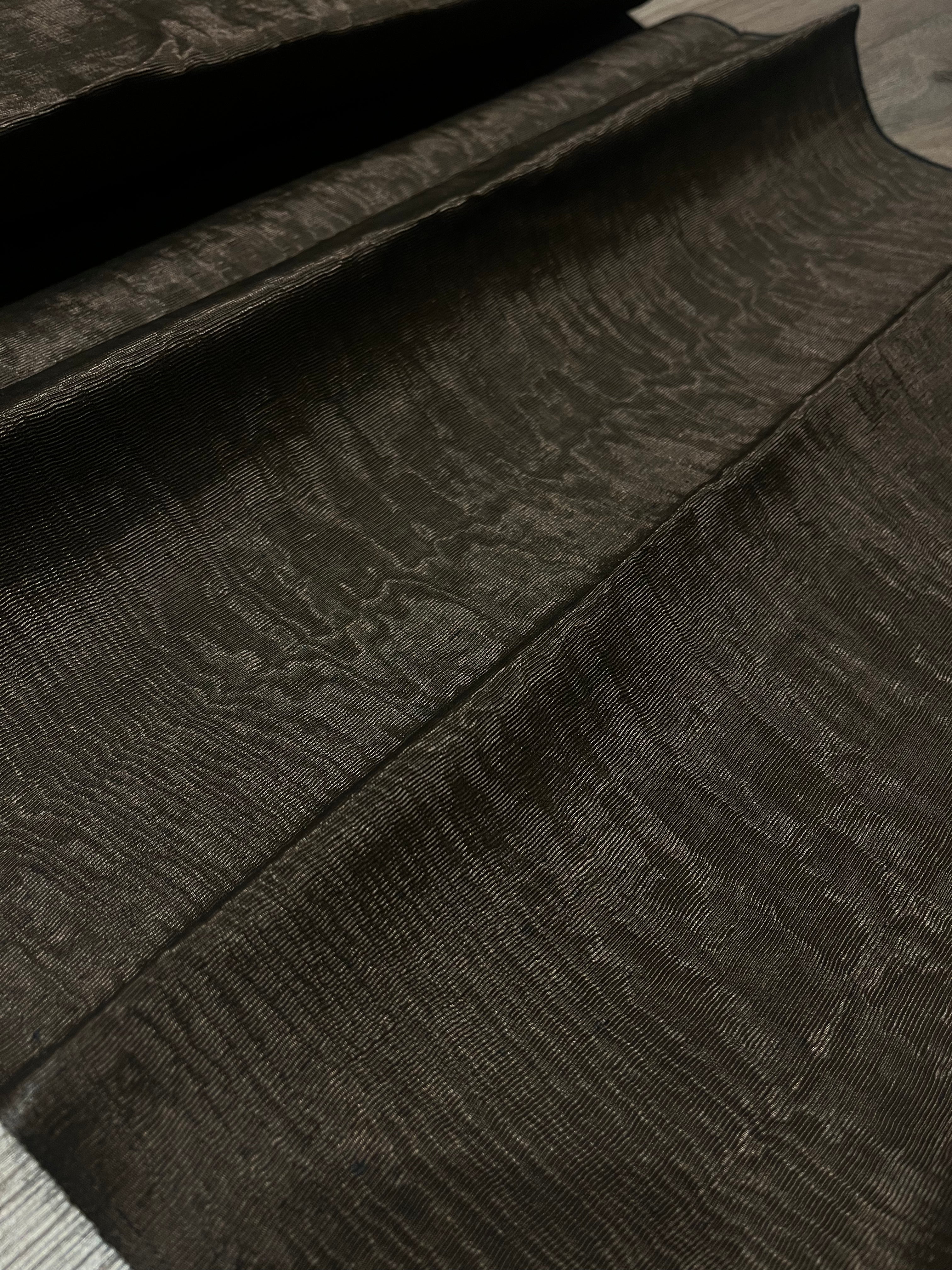 Chocolate Brown Silk Moire Home Textile Interior Fabrics, Watermark Patterns.