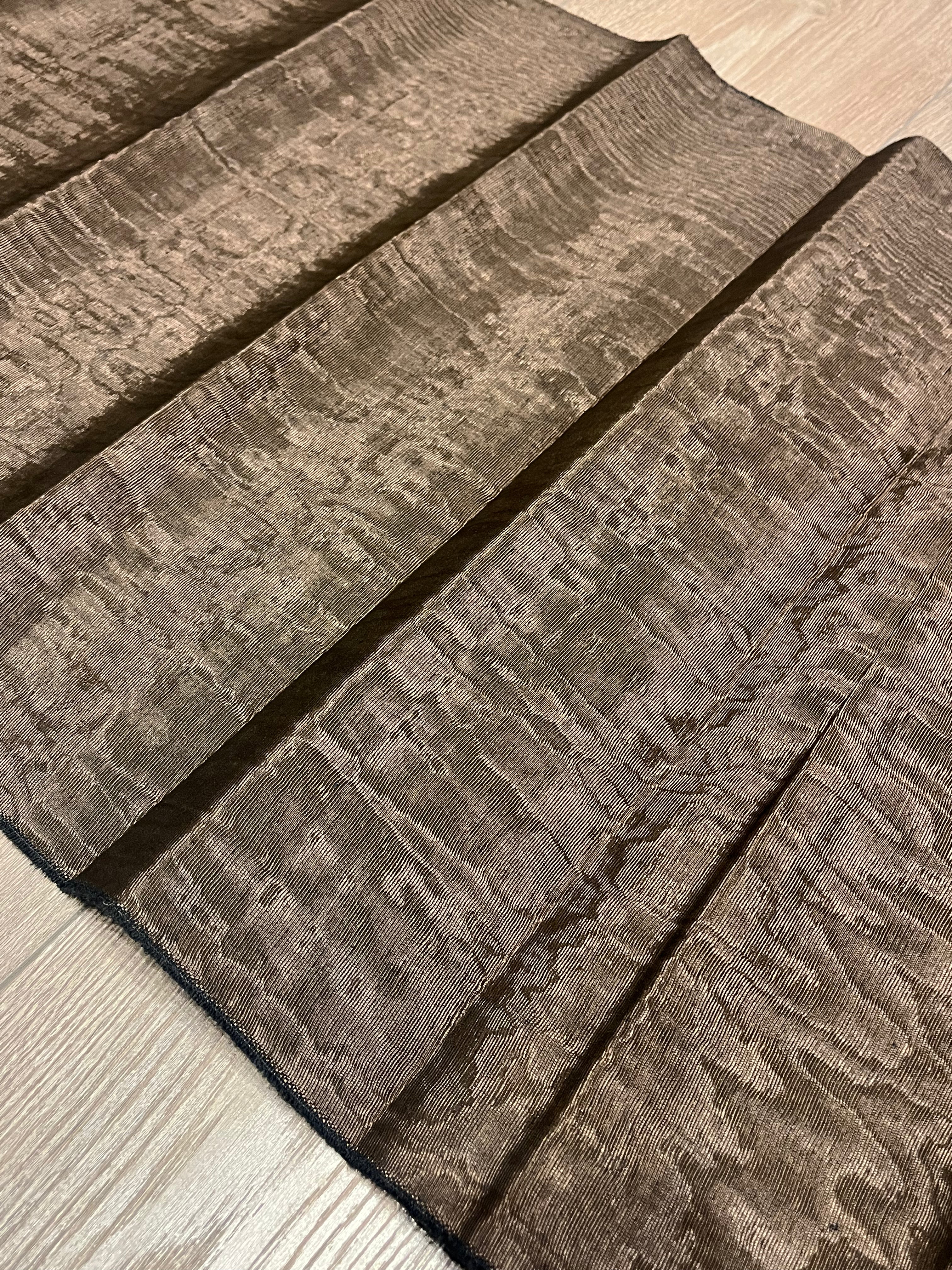 Chocolate Brown Silk Moire Home Textile Interior Fabrics, Watermark Patterns.
