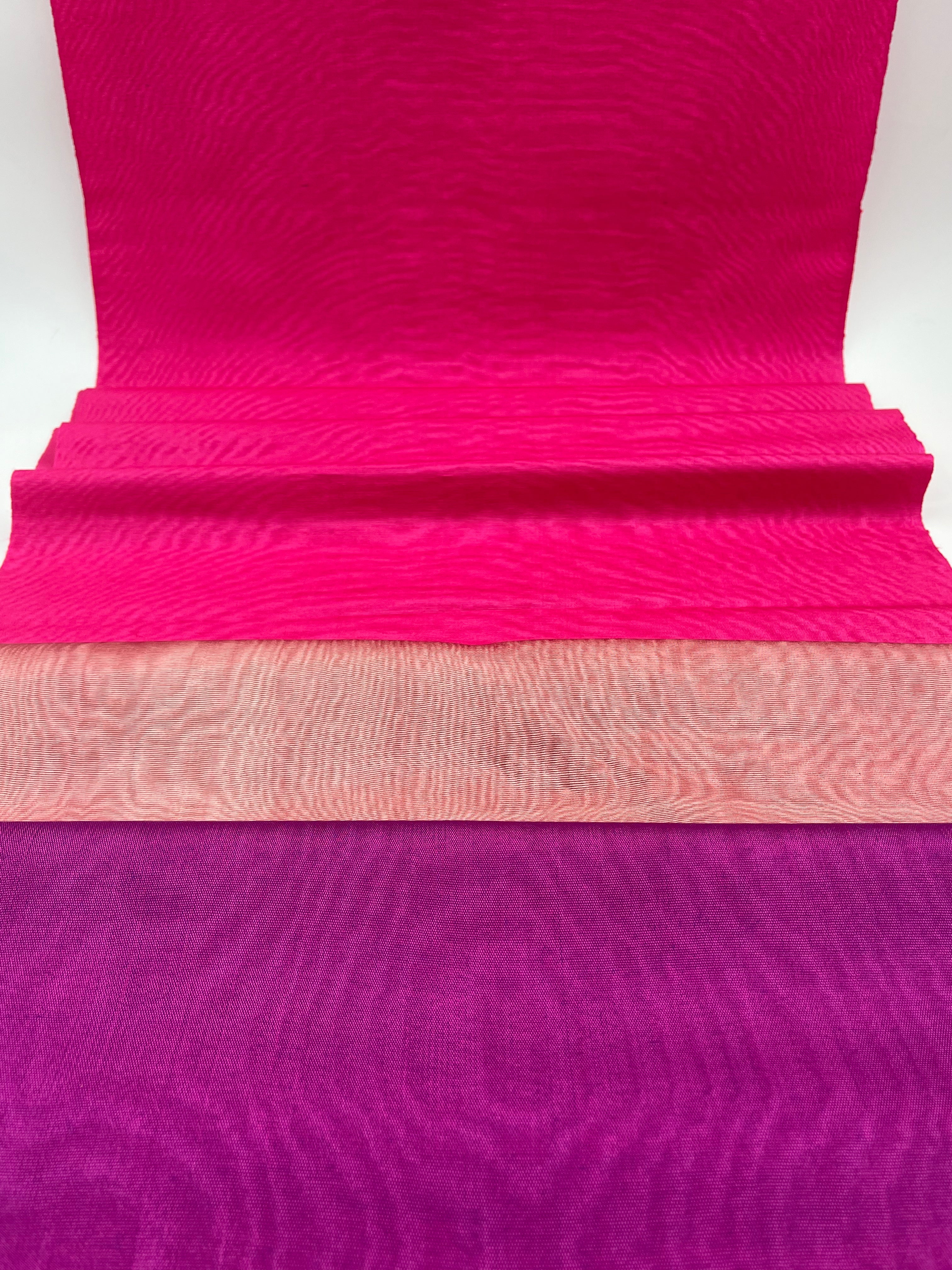 Pink Silk Fabric, Moire Silk Fabric, Silk By The Yard. Watermark Pattern.