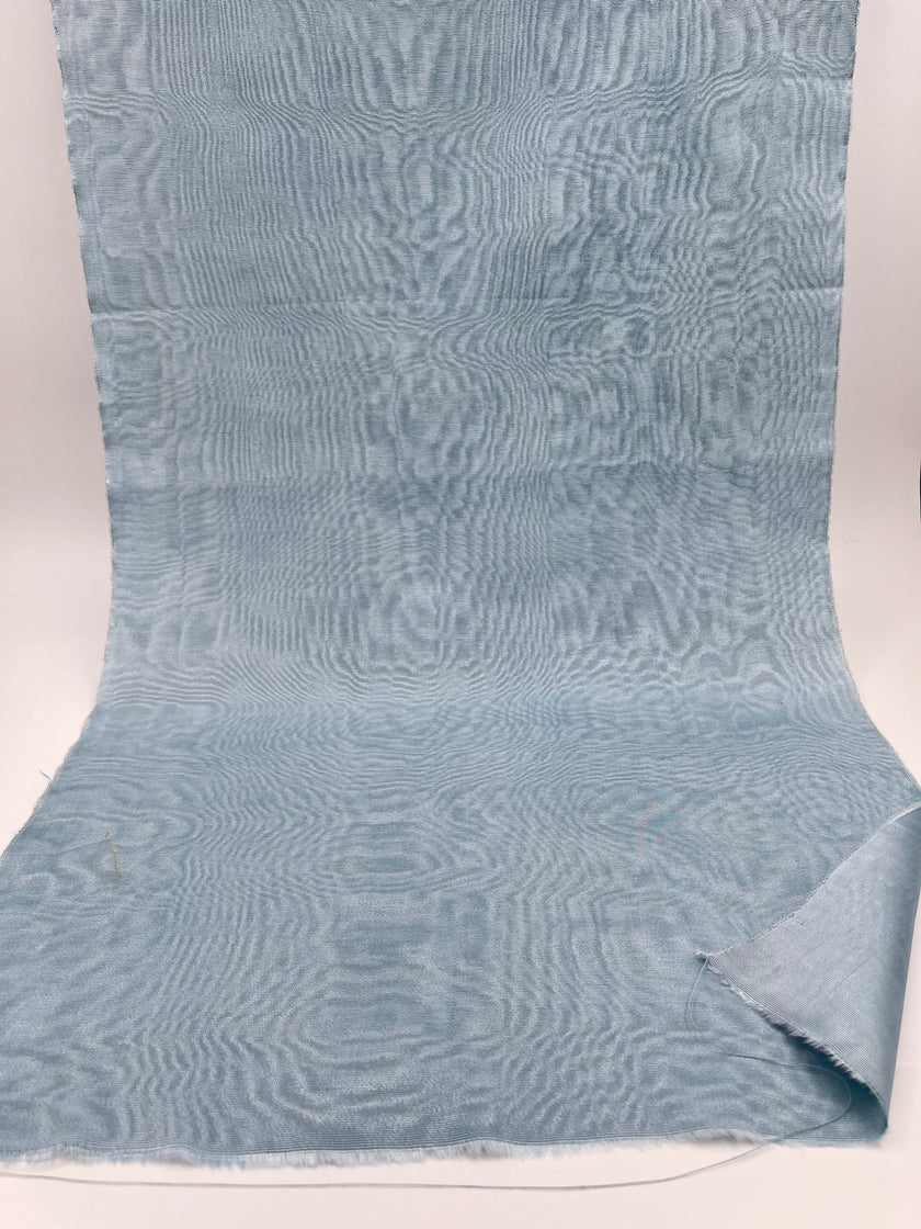 Light Blue Silk Fabric, Moire Silk Fabric, Silk By The Yard. Watermark Pattern.