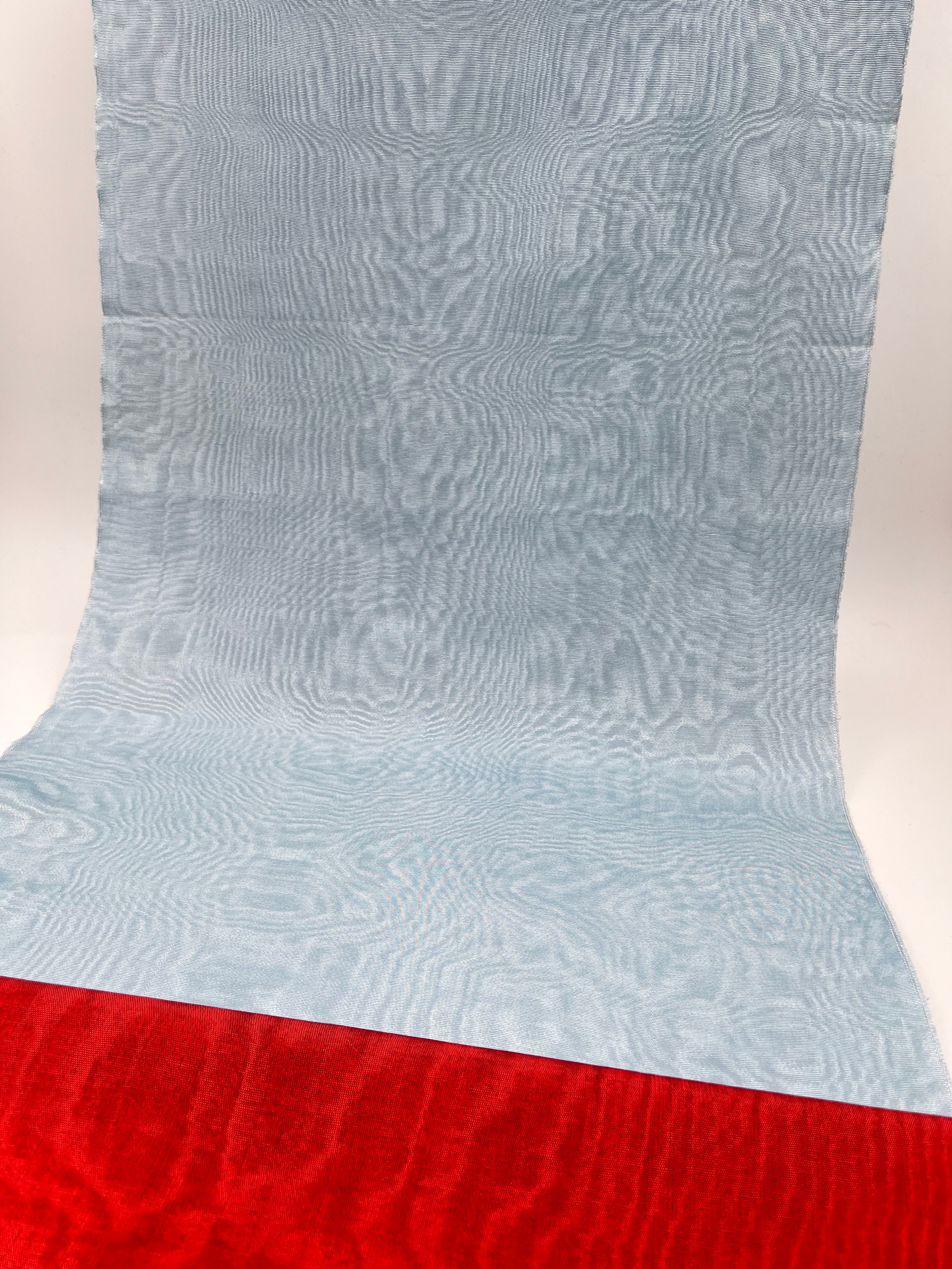 Light Blue Silk Fabric, Moire Silk Fabric, Silk By The Yard. Watermark Pattern.