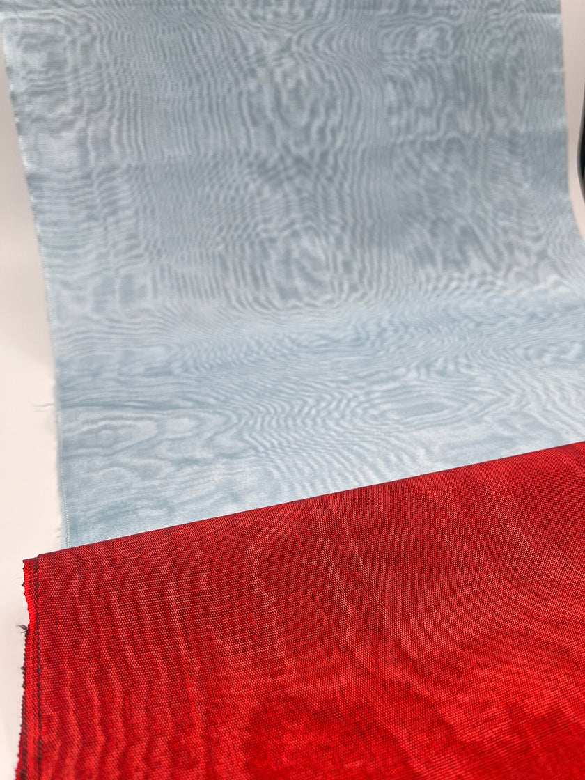 Light Blue Silk Fabric, Moire Silk Fabric, Silk By The Yard. Watermark Pattern.