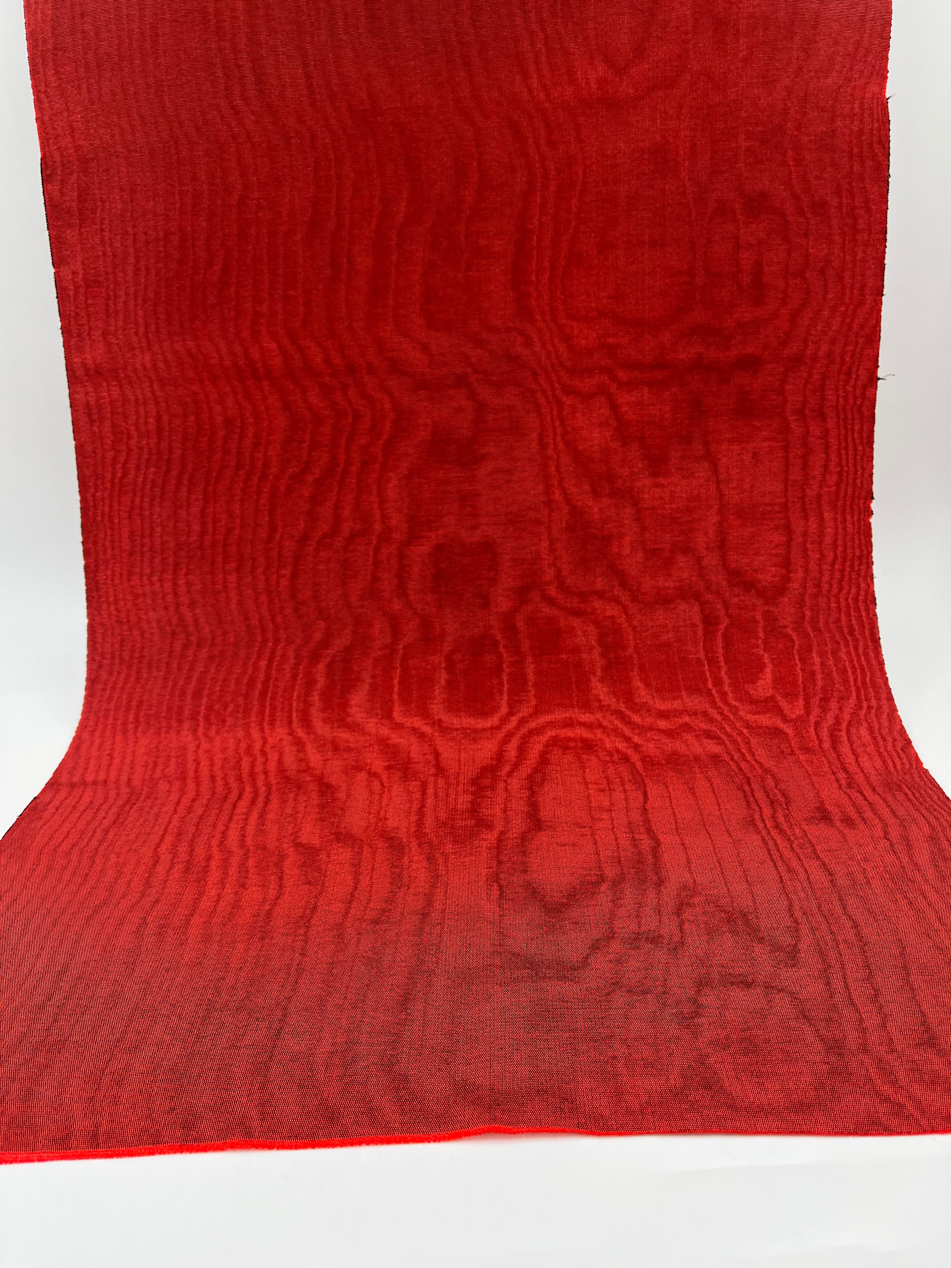 Red Silk Fabric, Moire Silk Fabric, Silk By The Yard. Watermark Pattern.