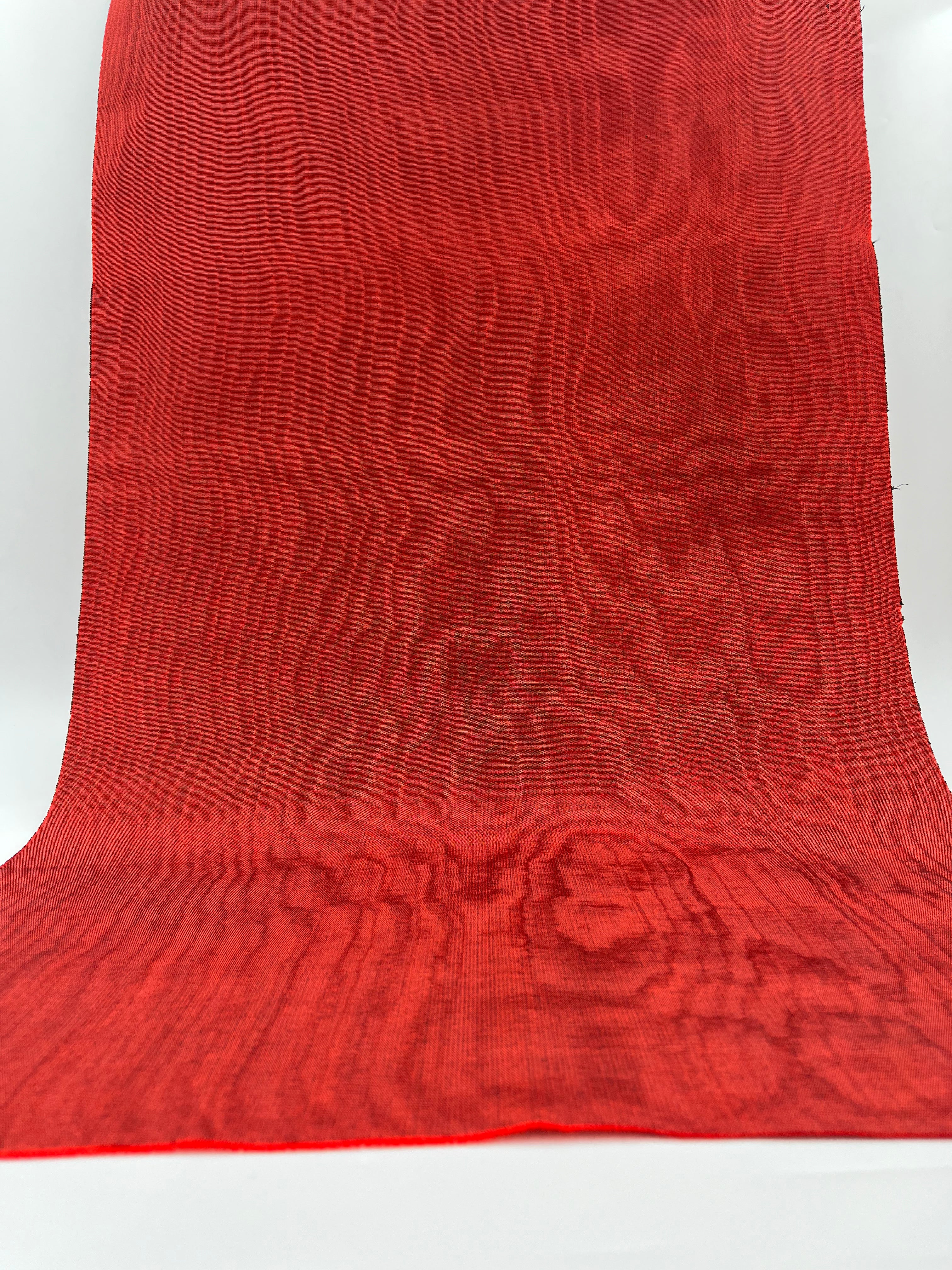 Red Silk Fabric, Moire Silk Fabric, Silk By The Yard. Watermark Pattern.