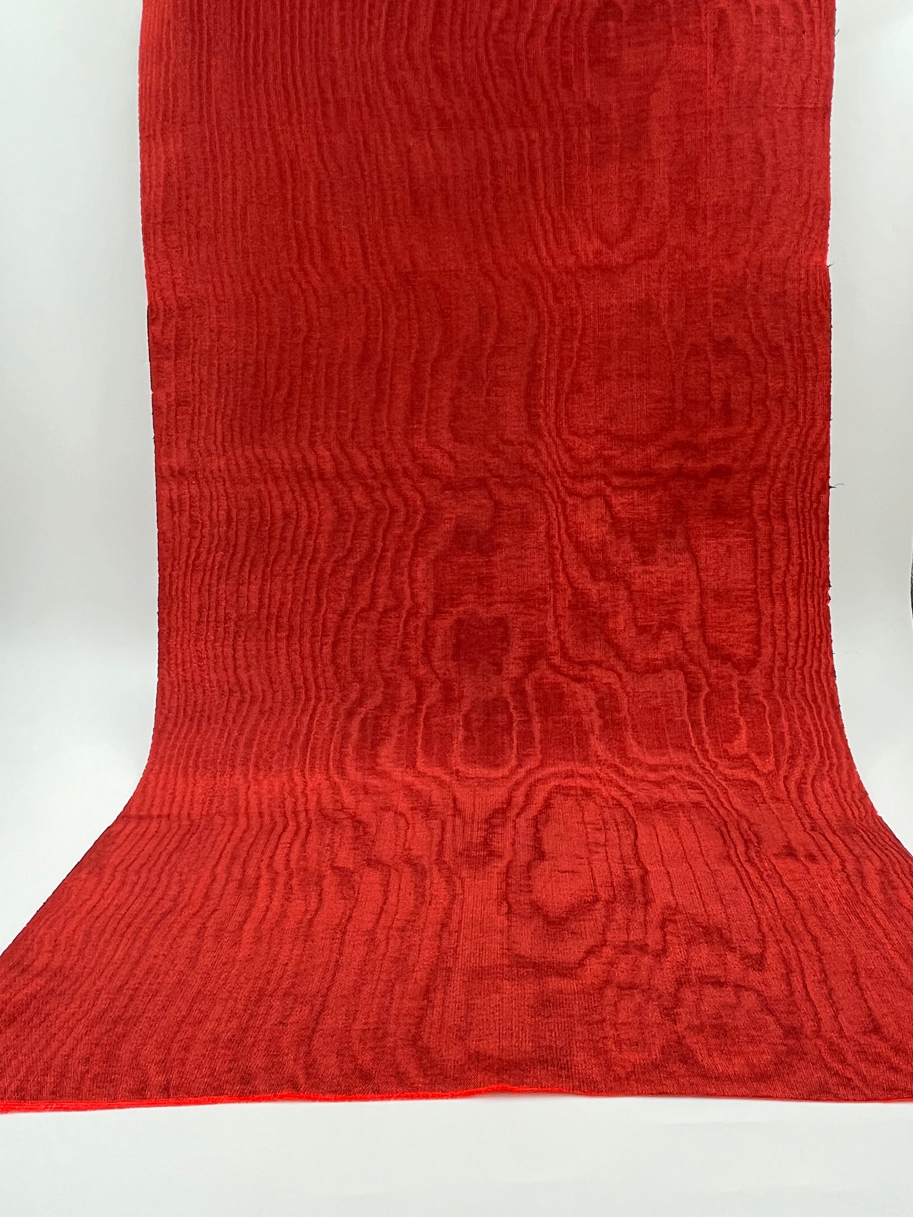 Red Silk Fabric, Moire Silk Fabric, Silk By The Yard. Watermark Pattern.