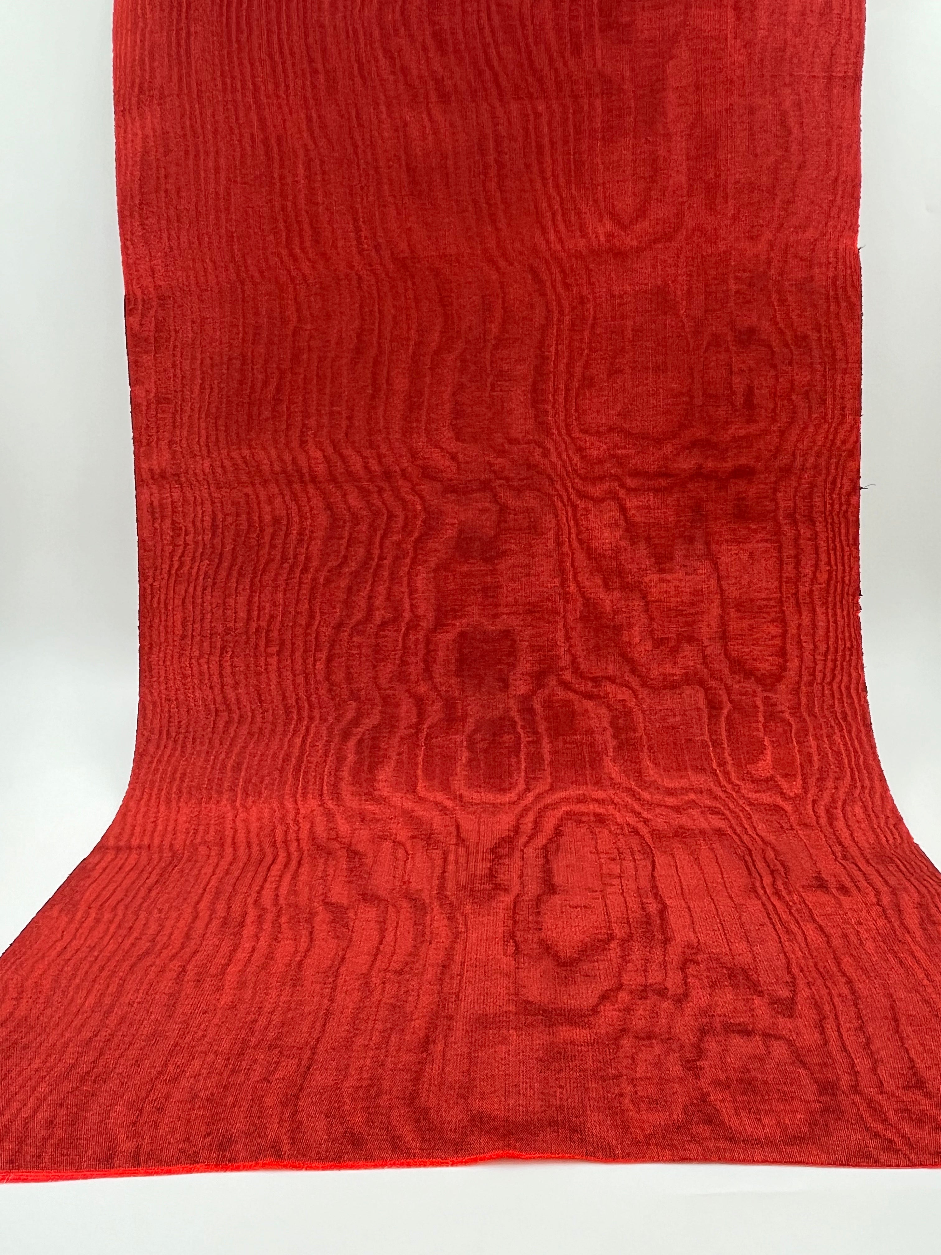 Red Silk Fabric, Moire Silk Fabric, Silk By The Yard. Watermark Pattern.