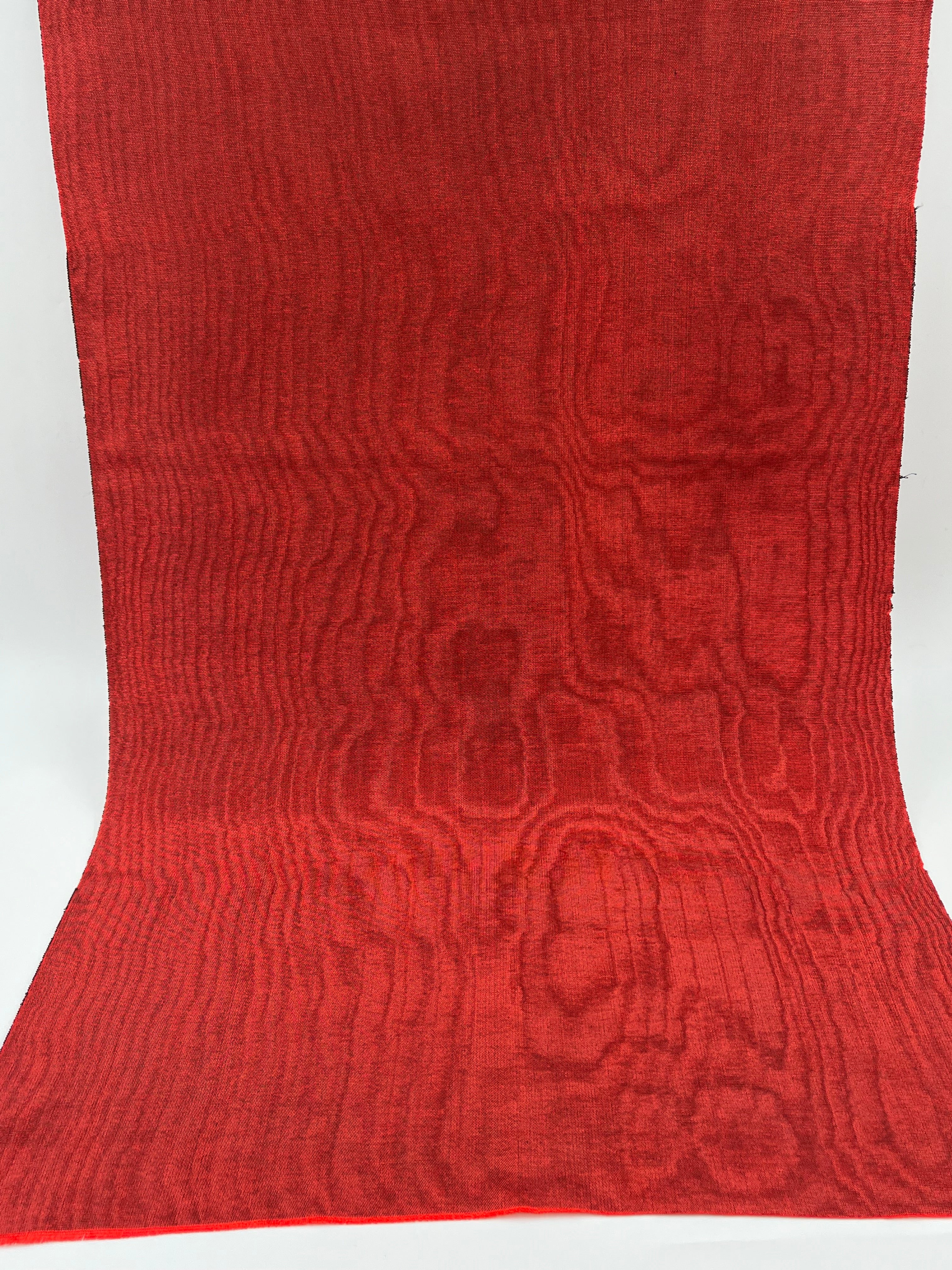 Red Silk Fabric, Moire Silk Fabric, Silk By The Yard. Watermark Pattern.