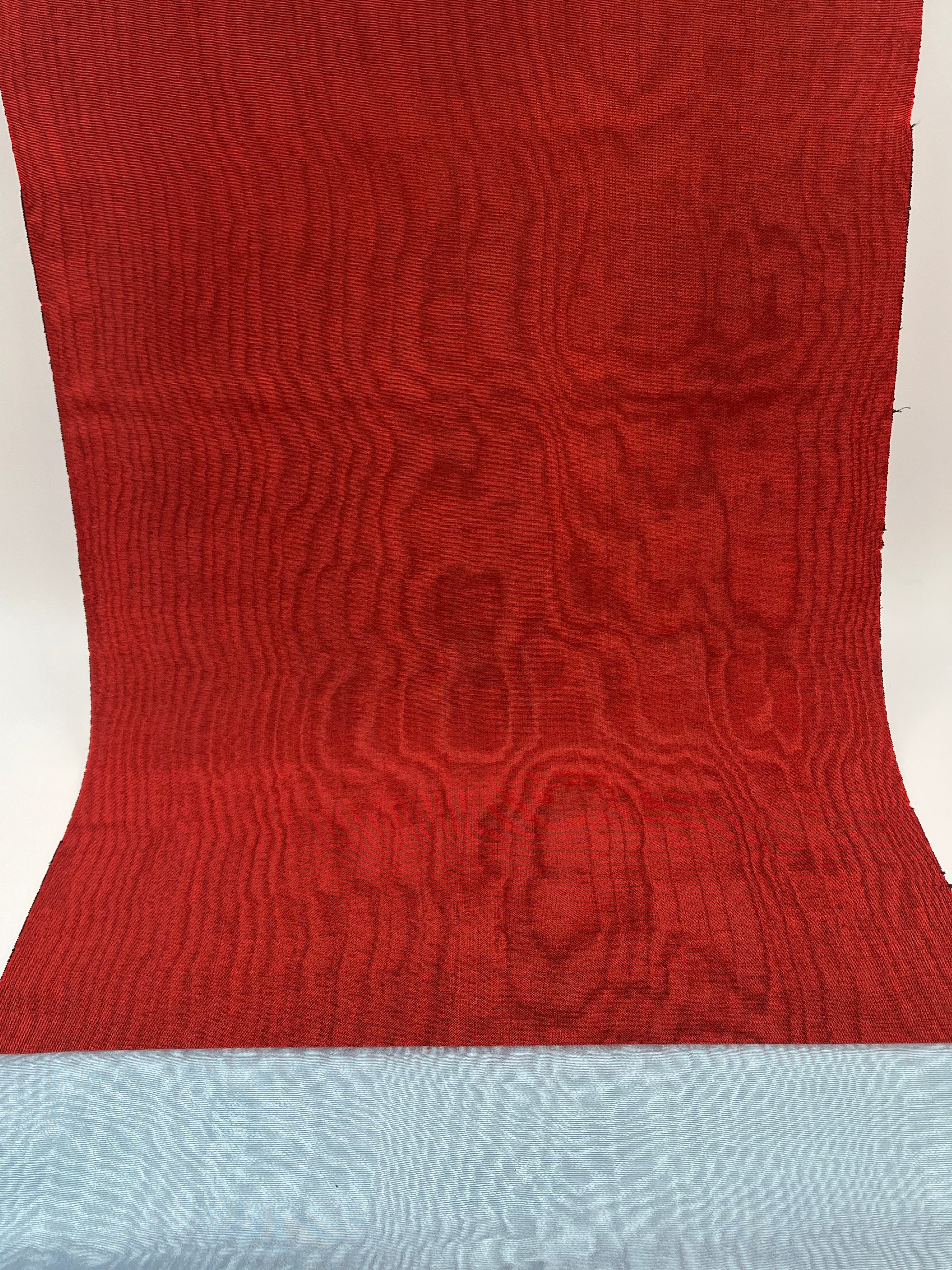 Red Silk Fabric, Moire Silk Fabric, Silk By The Yard. Watermark Pattern.