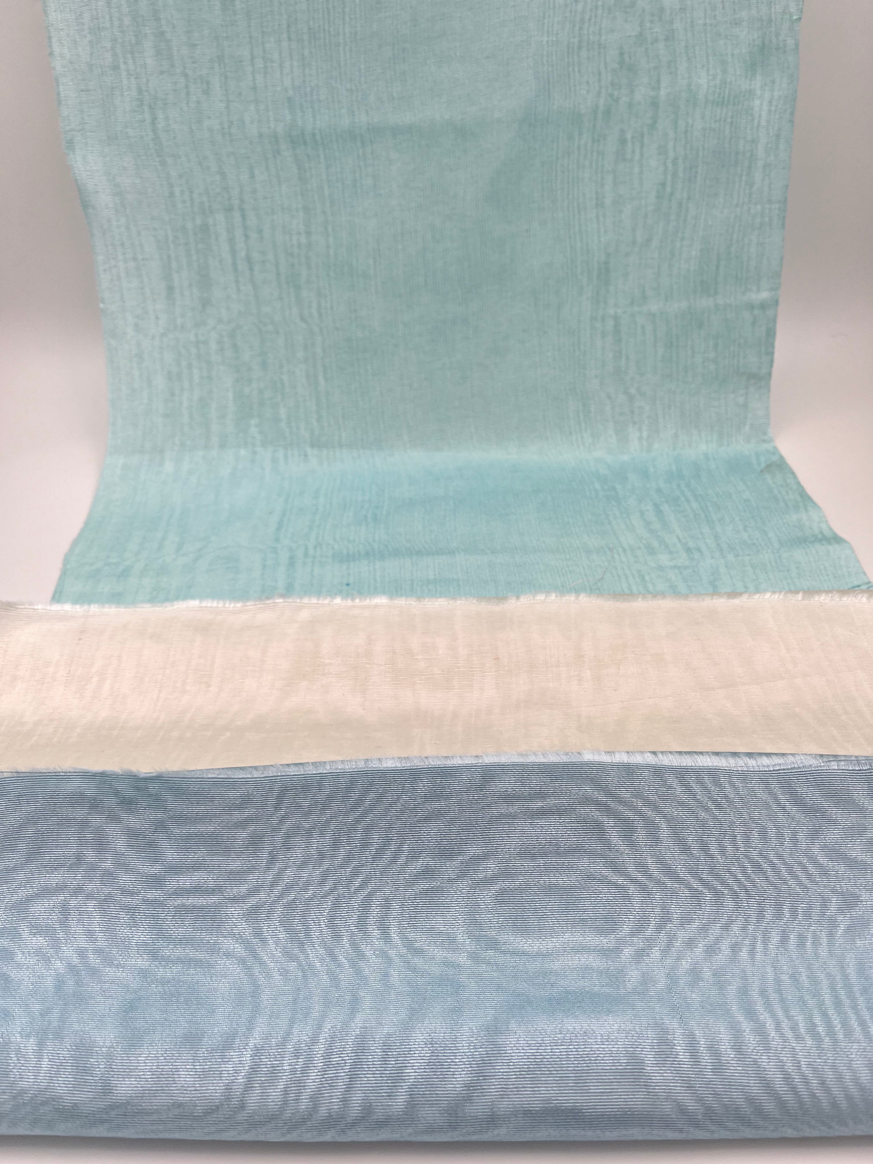 Light Blue Silk Fabric, Moire Silk Fabric, Silk By The Yard. Watermark Pattern.