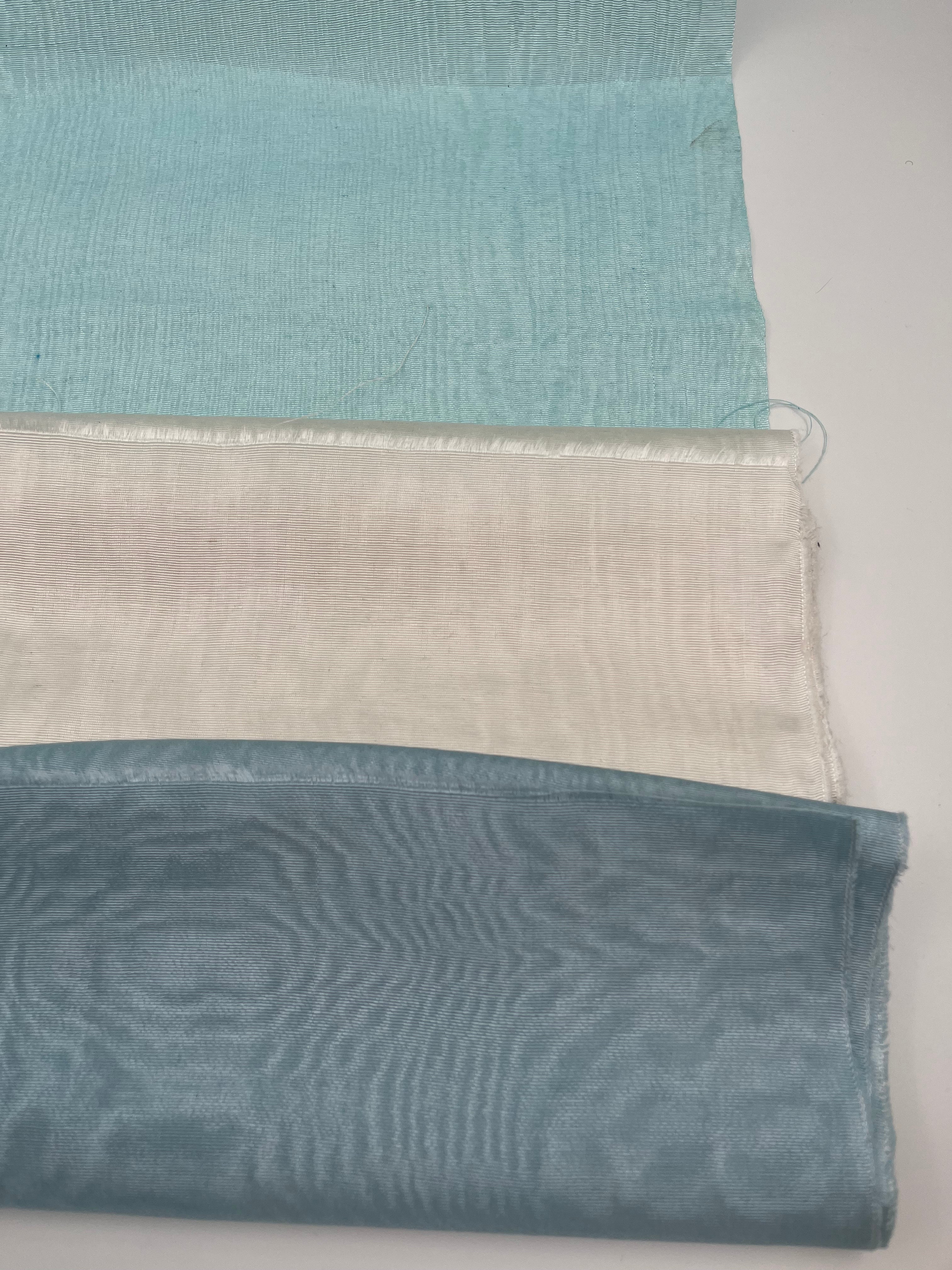 Light Blue Silk Fabric, Moire Silk Fabric, Silk By The Yard. Watermark Pattern.