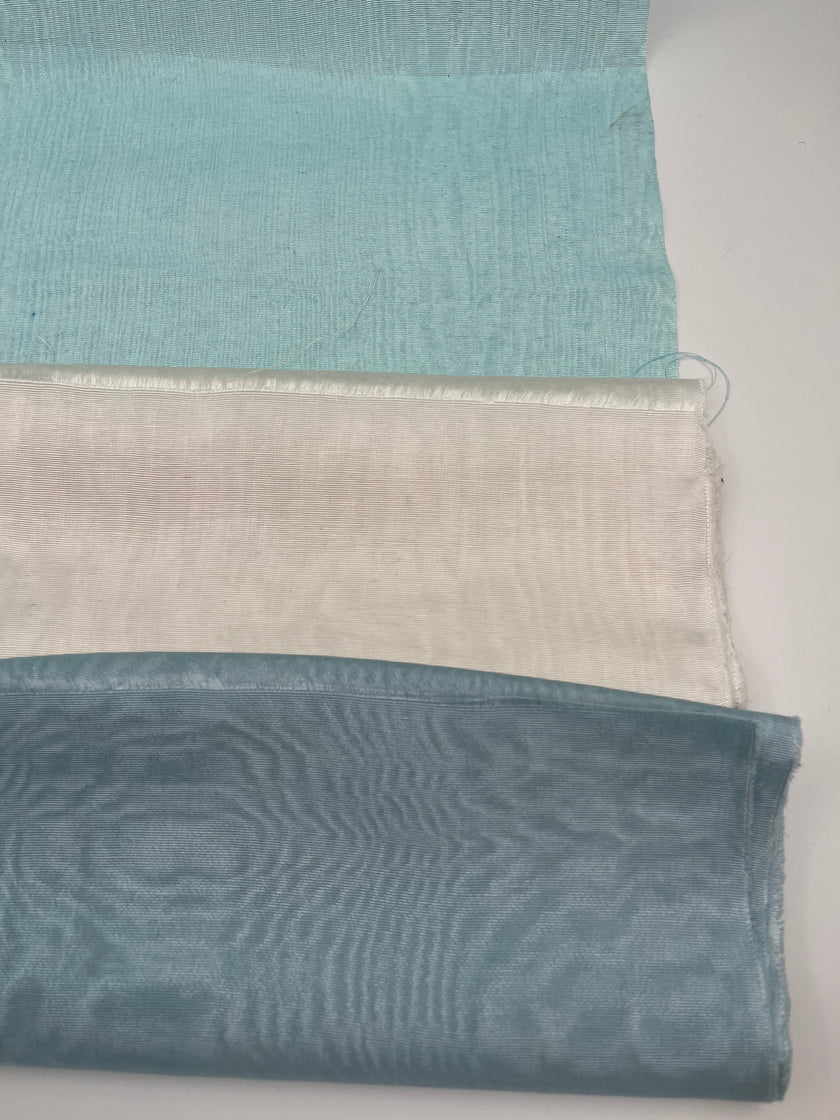 Light Blue Silk Fabric, Moire Silk Fabric, Silk By The Yard. Watermark Pattern.