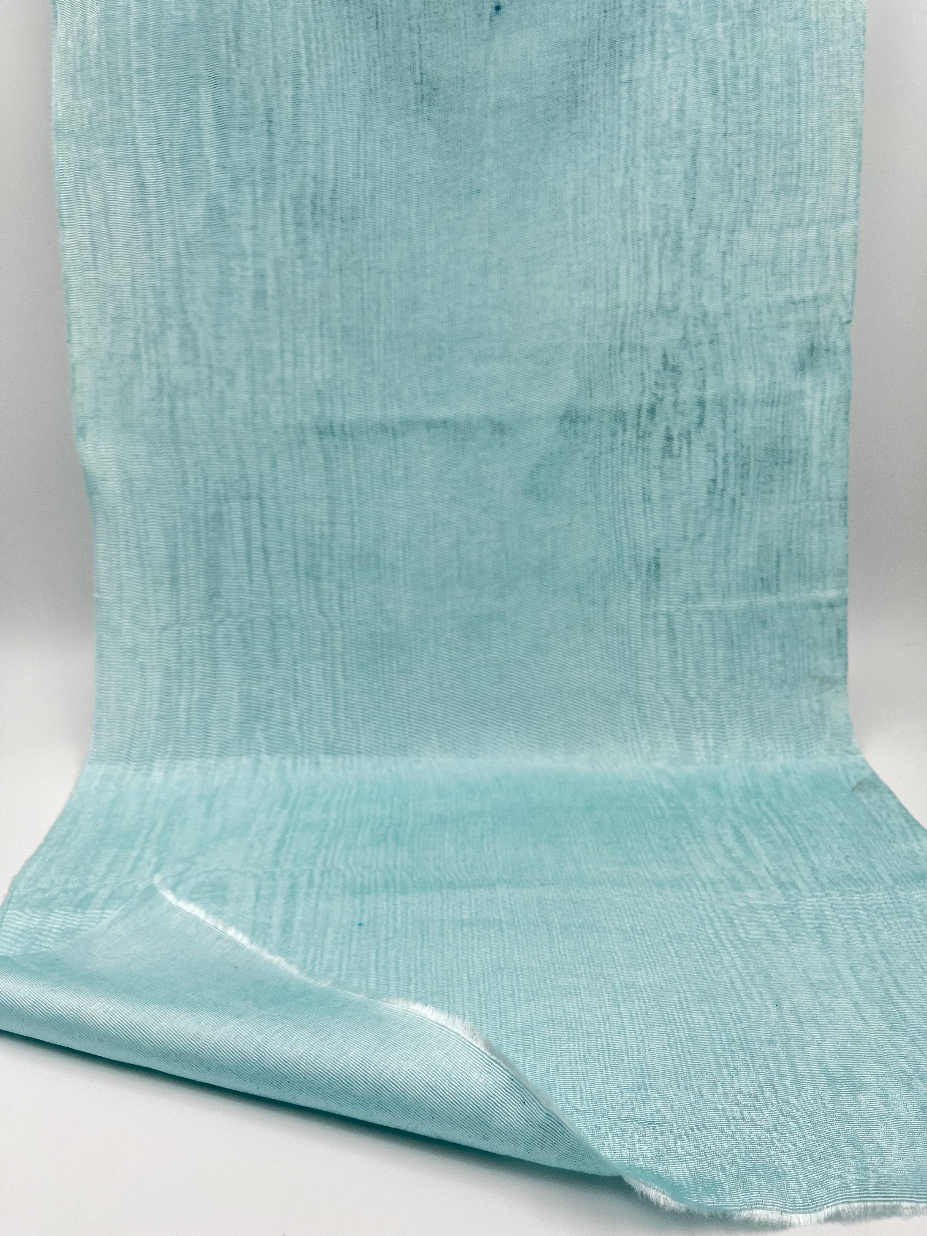 Light Blue Silk Fabric, Moire Silk Fabric, Silk By The Yard. Watermark Pattern.