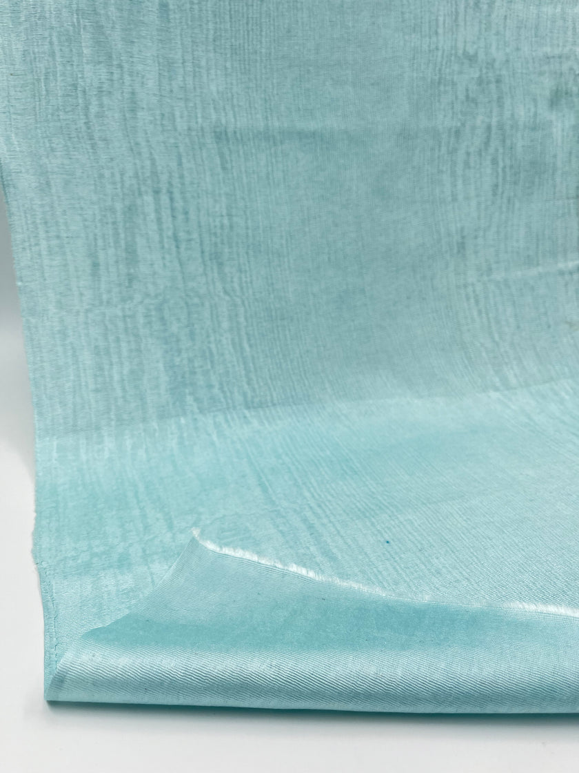 Light Blue Silk Fabric, Moire Silk Fabric, Silk By The Yard. Watermark Pattern.