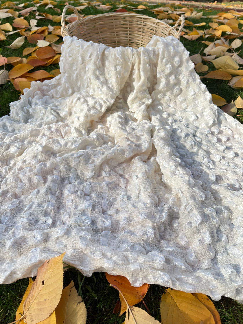 Sheer Seersucker Scrim Gauze Cotton Silk Blend Crinkle Fabric / Tissu naturel, tissus uniques personnalisés spéciaux