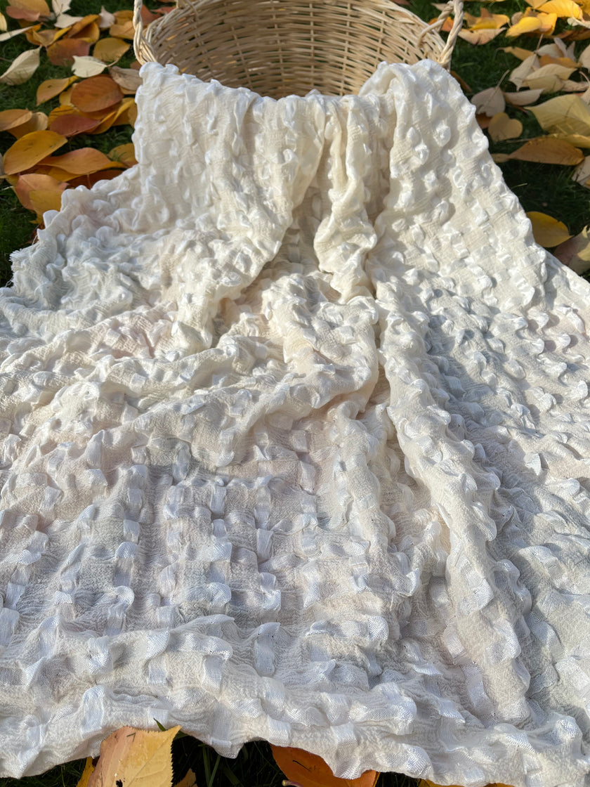 Sheer Seersucker Scrim Gauze Cotton Silk Blend Crinkle Fabric / Tissu naturel, tissus uniques personnalisés spéciaux