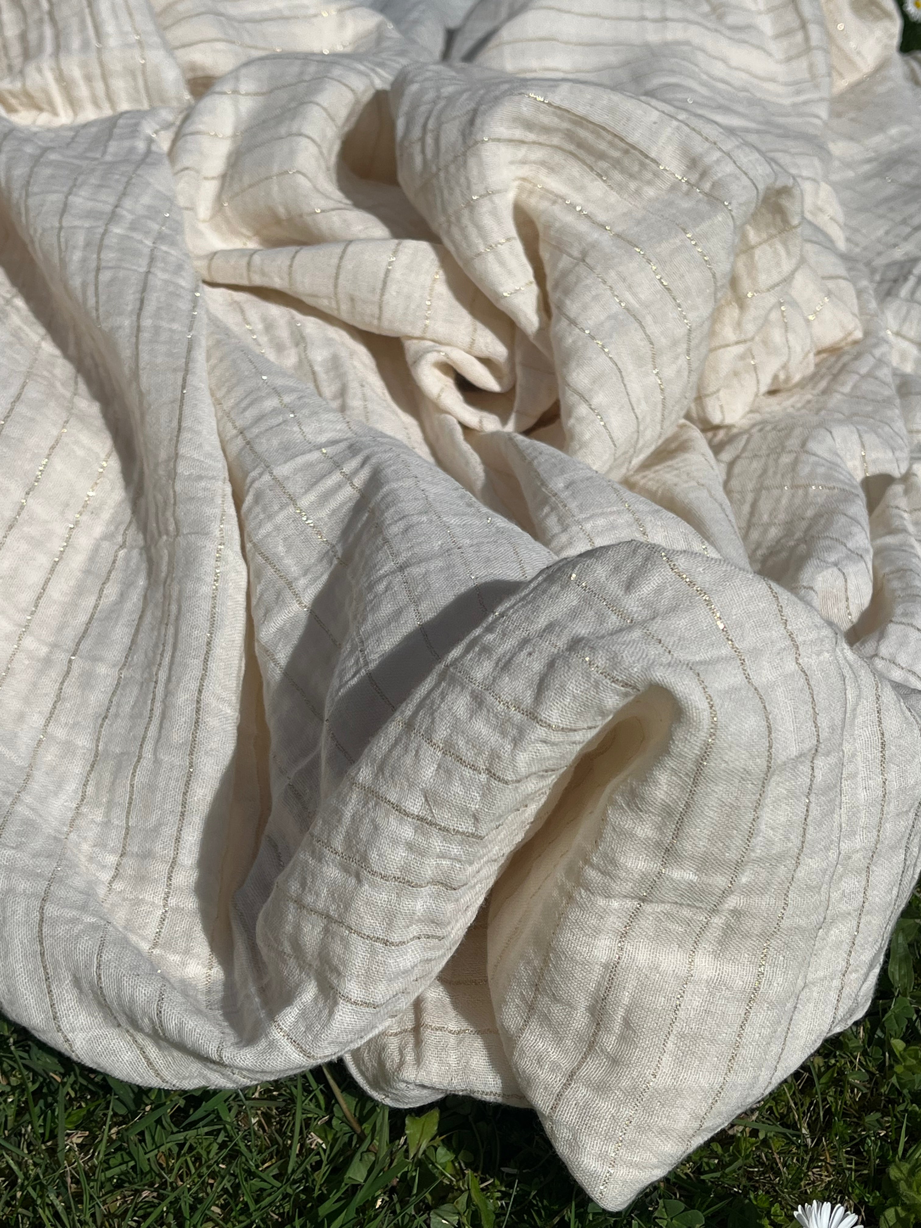 Tissu mousseline par cour - Tissu mousseline biologique - Mousseline de coton pour bébé - Tissu gaze 2 couches par mètre, 150 CM DE LARGEUR. Couverture pour nouveau-né, options multicolores disponibles.