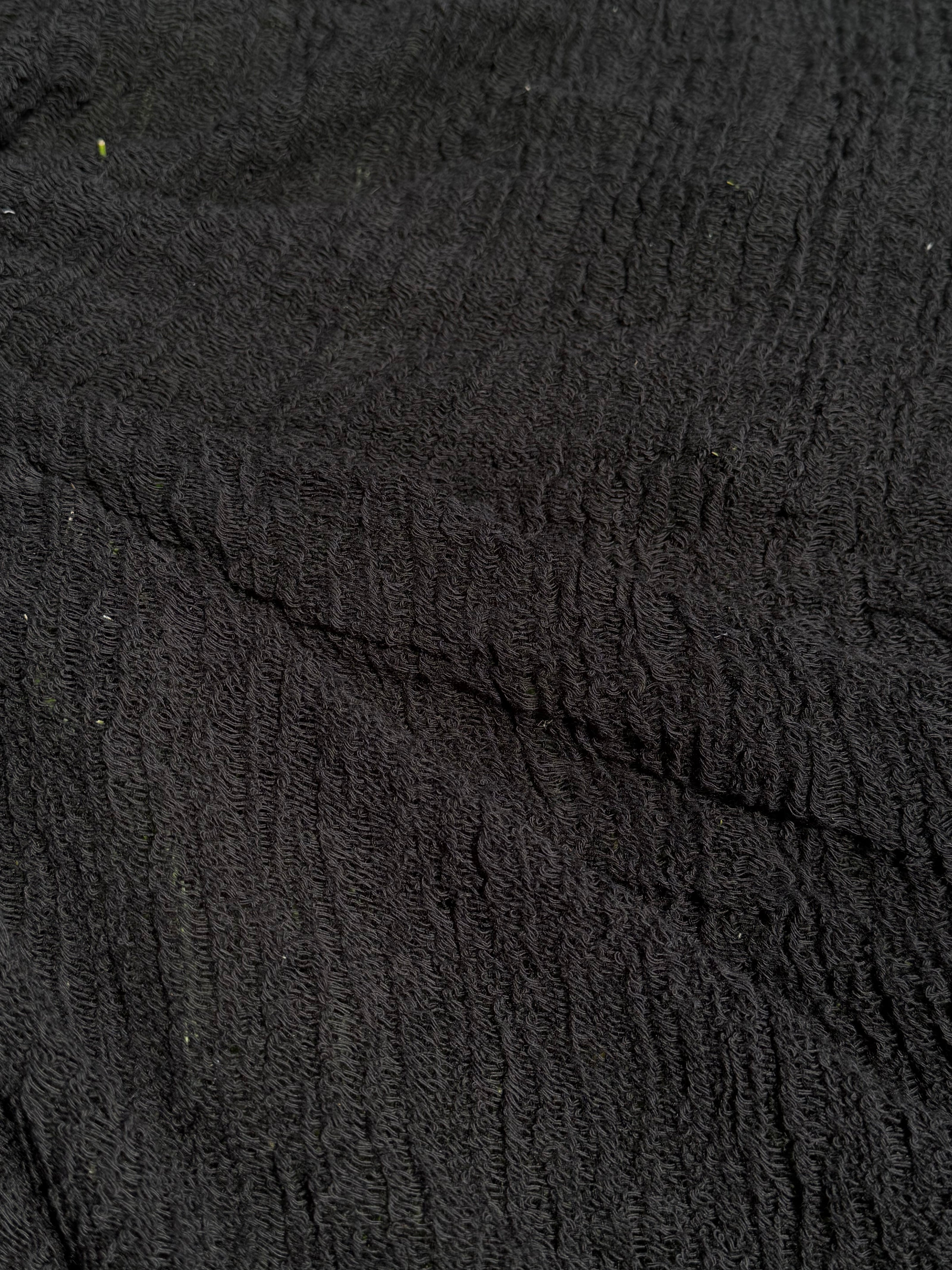 Organic Cotton Stretchy Fabric, Textured Handloom Semi-Sheer Natural Fabrics/ Black .