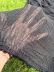 Organic Cotton Stretchy Fabric, Textured Handloom Semi-Sheer Natural Fabrics/ Black .