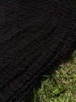 Organic Cotton Stretchy Fabric, Textured Handloom Semi-Sheer Natural Fabrics/ Black .
