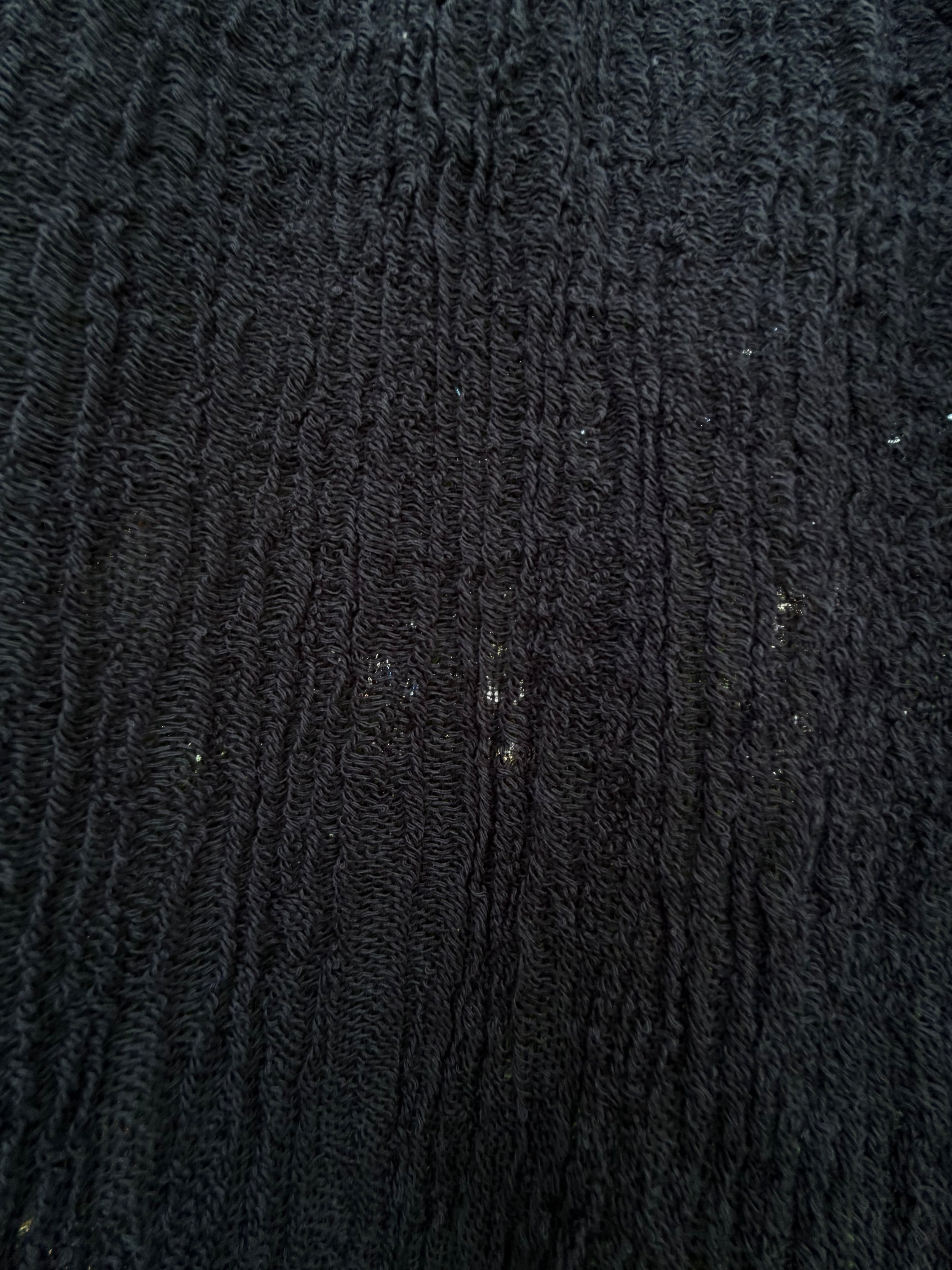 Organic Cotton Stretchy Fabric, Textured Handloom Semi-Sheer Natural Fabrics/ Black .