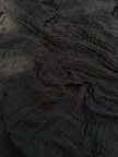 Stretchy Crinkle Cotton Fabric, Textured Surface, Black & Natural White & Butter Yellow