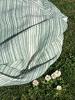 Muslin Fabric Green-Pink Shades Pin Stripes With Glitter.