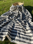 Sile Cloth Cotton Natural Fabric With Black Stripes.