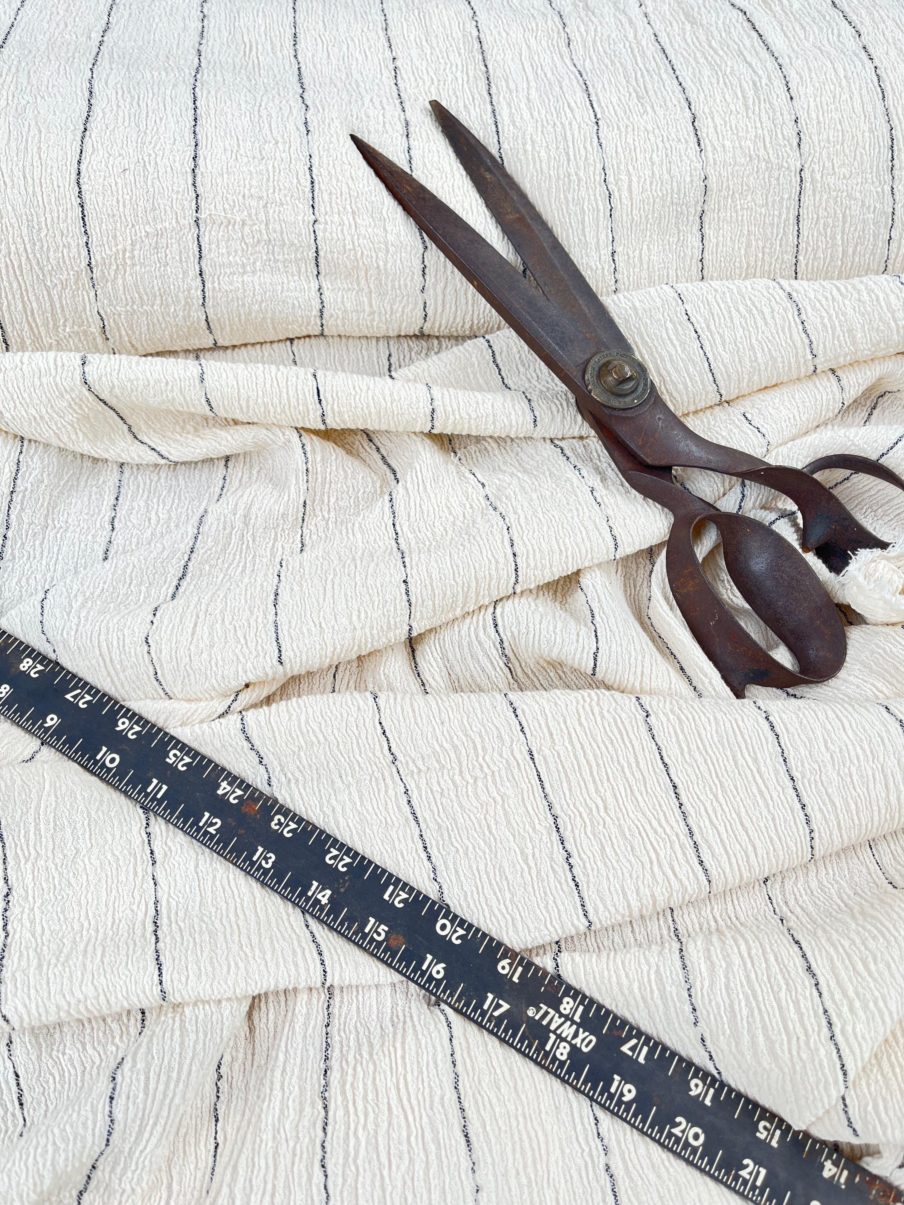 Neutral Stretchy Crinkle Cotton Fabric, Textured Surface,Off White Ivory Colour.