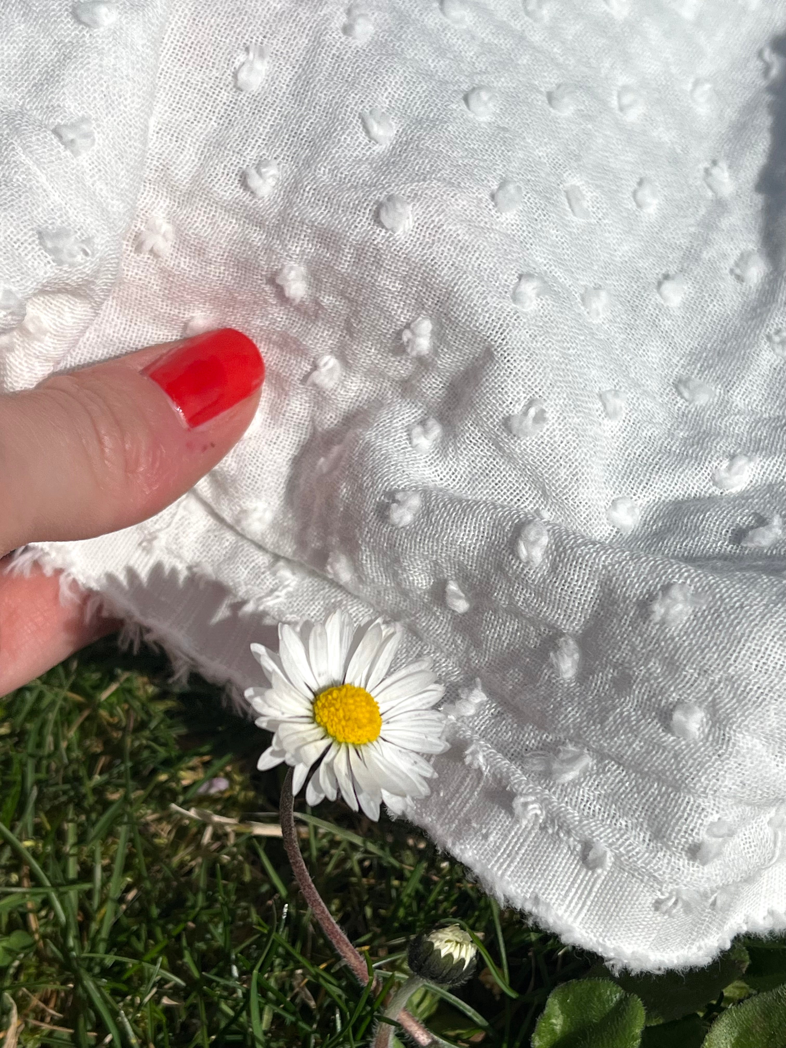 Muslin Fabric By The Yard - Polka Dot Pattern- New Born Blanket Fabric