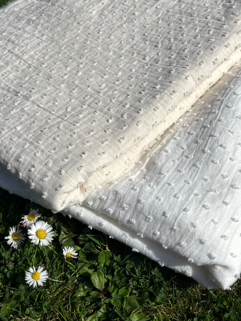 Muslin Fabric By The Yard - Polka Dot Pattern- New Born Blanket Fabric