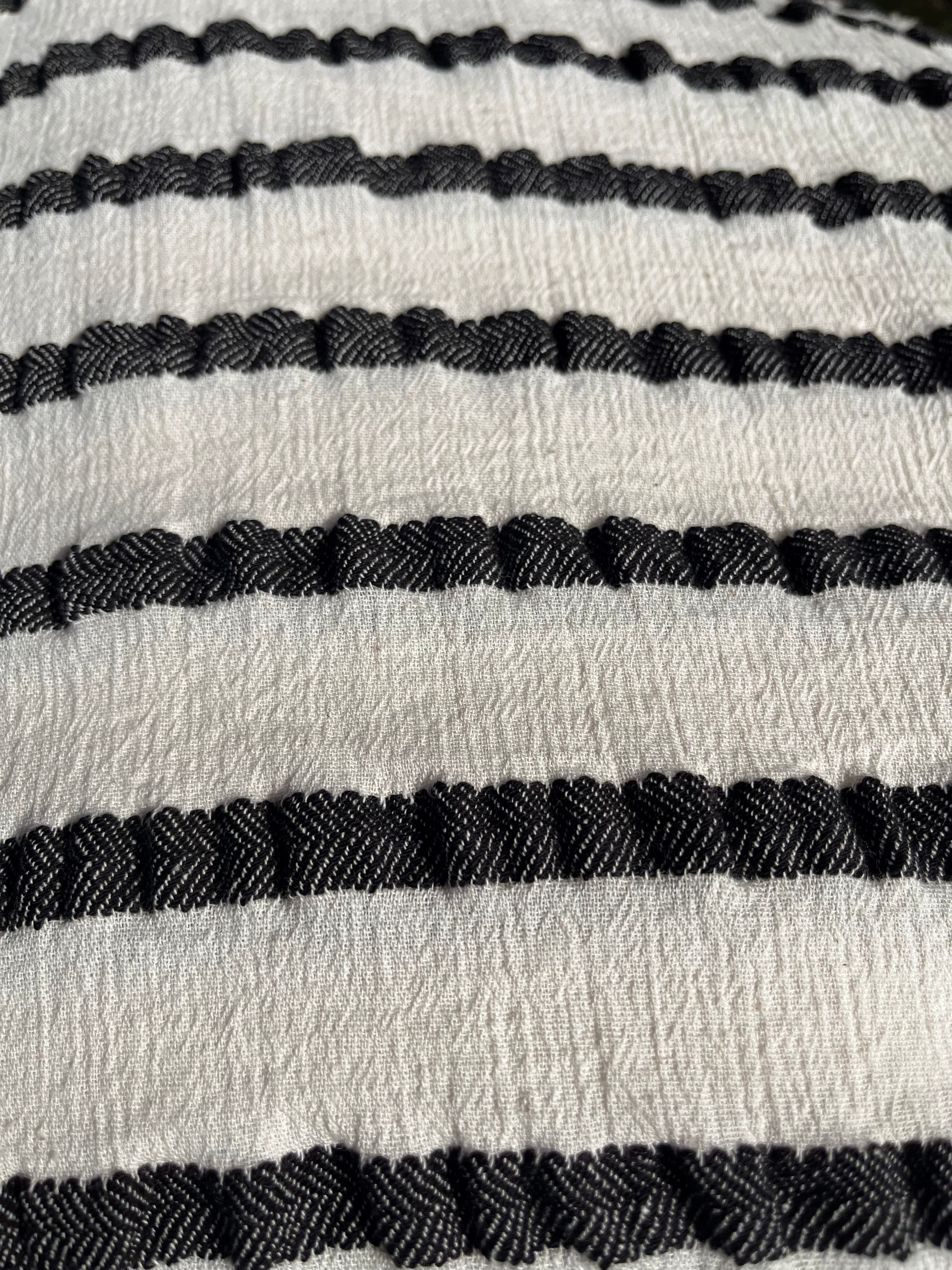 Neutral Organic Sile Cloth Cotton Fabric By The Meter With Herringbone Stripes.