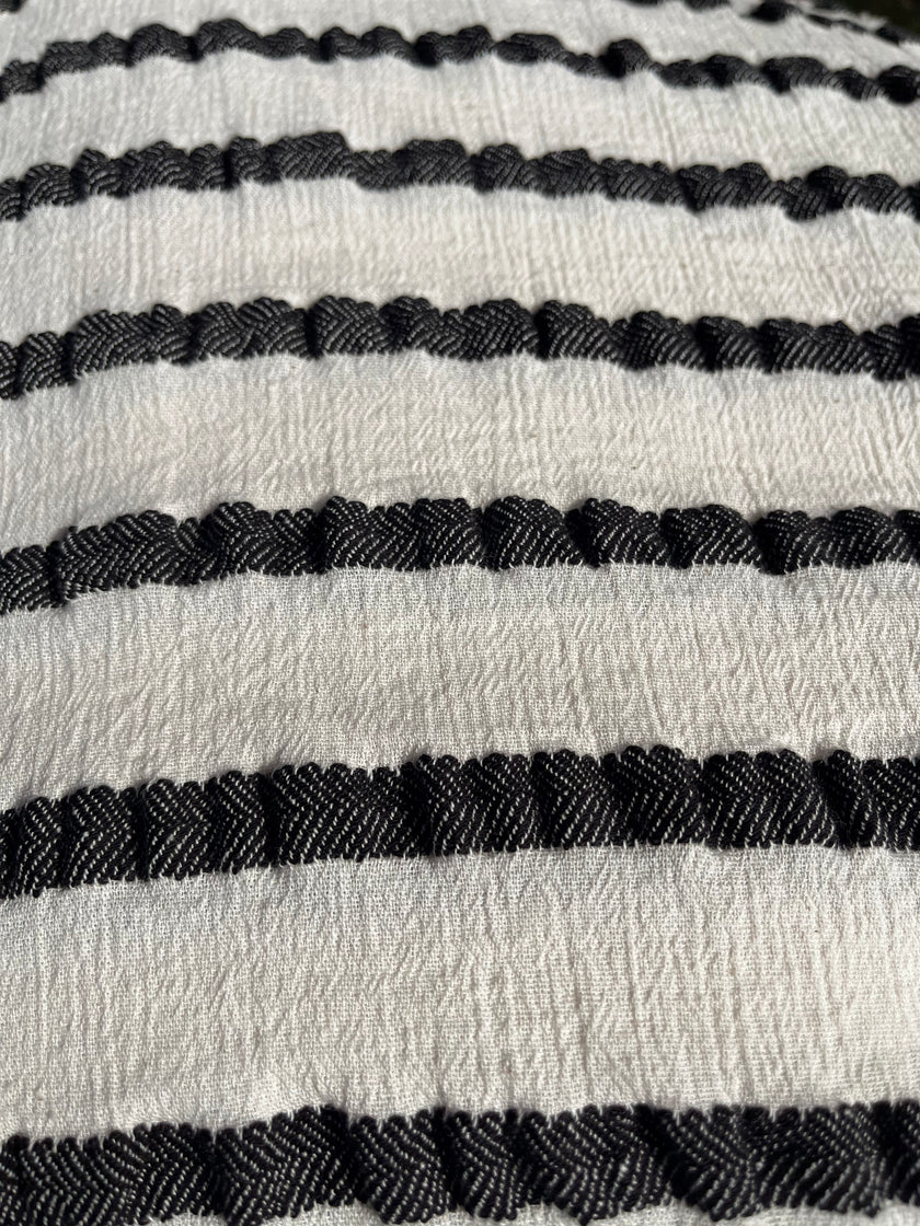 Neutral Organic Sile Cloth Cotton Fabric By The Meter With Herringbone Stripes.