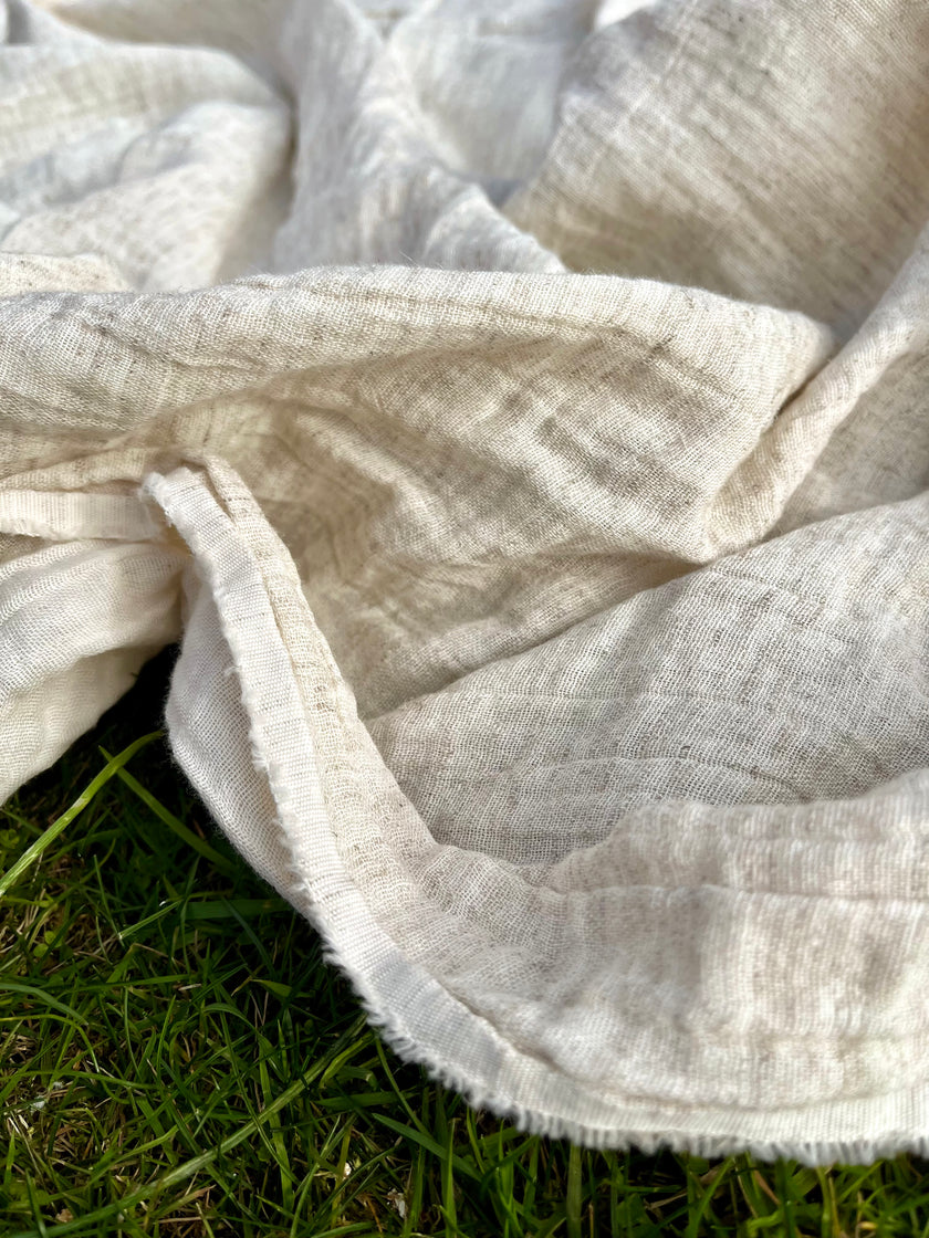 Neutral Hemp Organic Cotton Muslin Fabric.