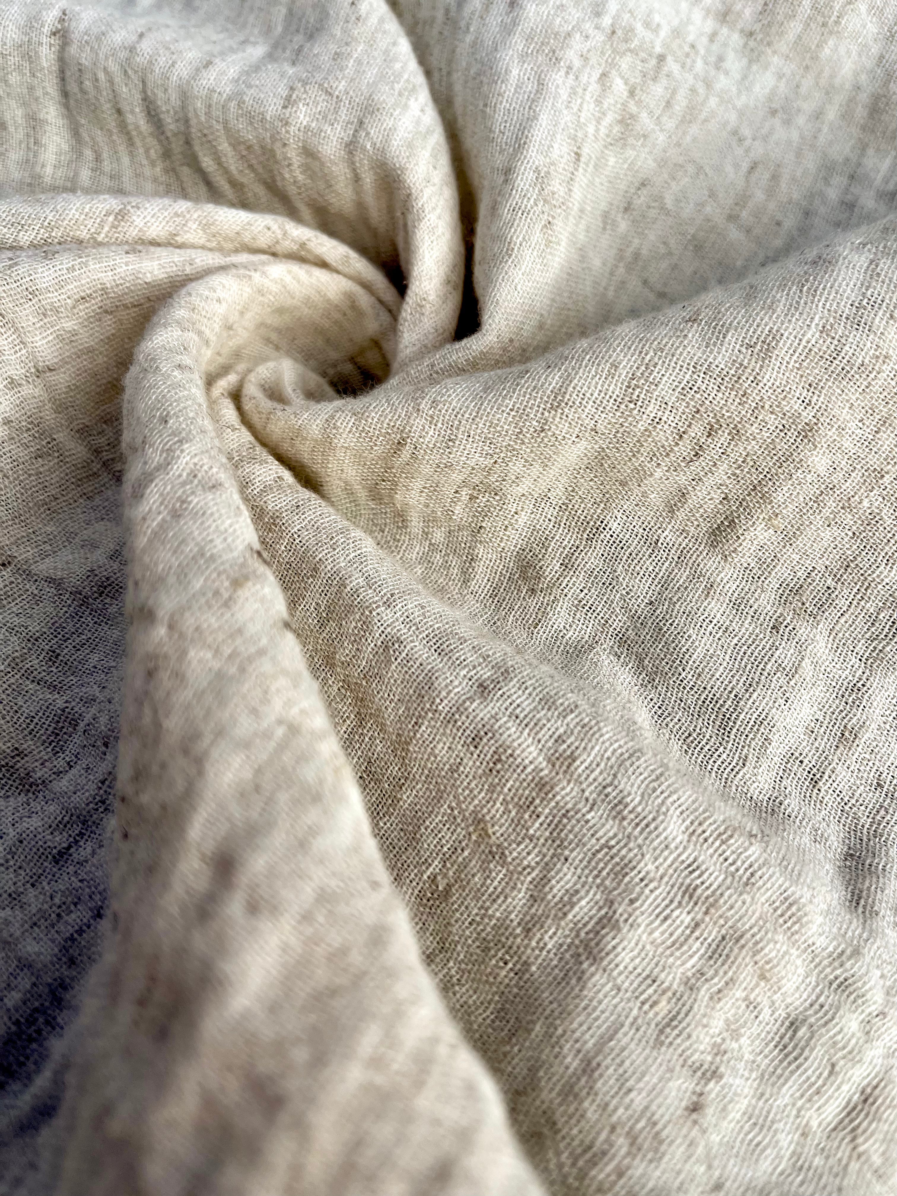 Neutral Hemp Organic Cotton Muslin Fabric.