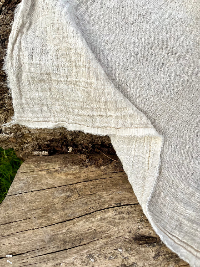 Neutral Hemp Organic Cotton Muslin Fabric.