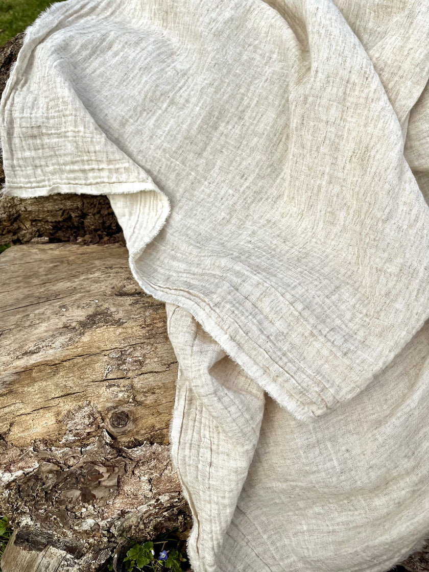 Neutral Hemp Organic Cotton Muslin Fabric.