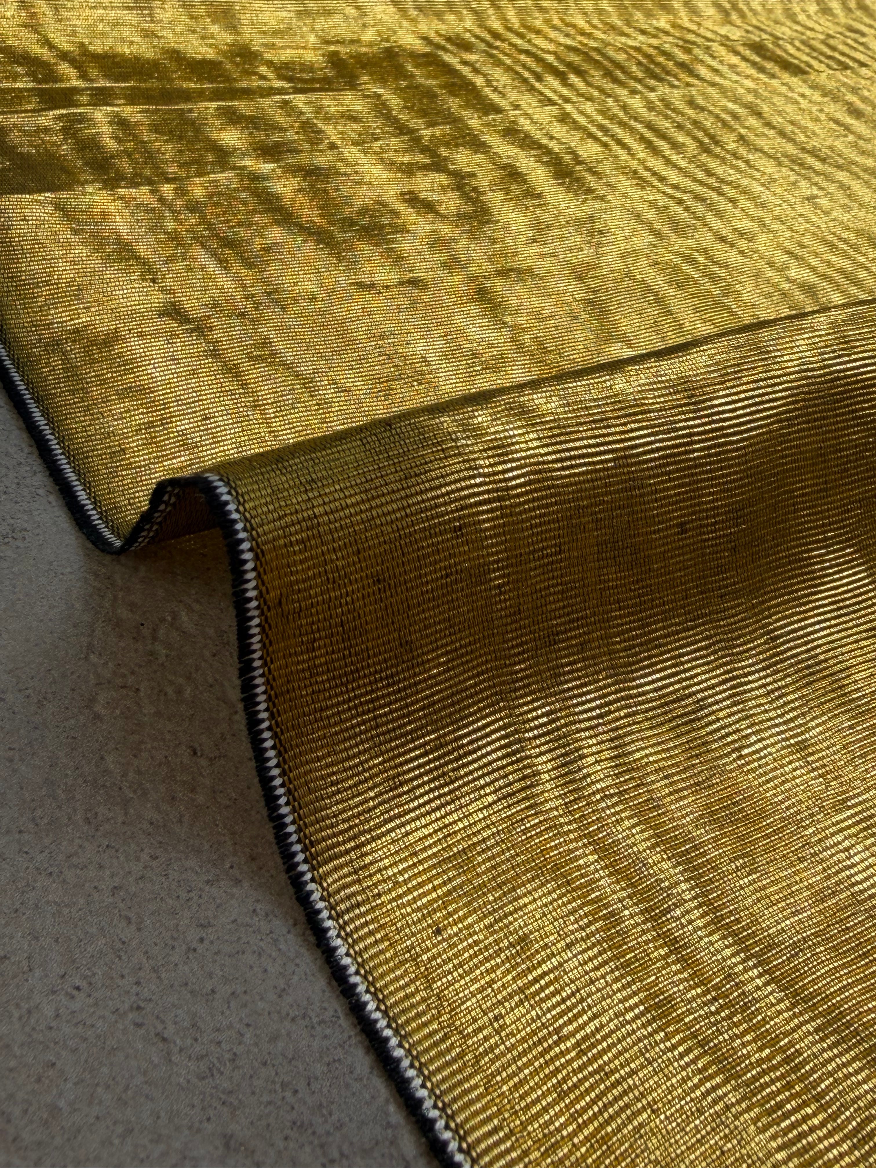 Light Gold Silk Moiré Fabric 50/50 Silk Cotton Ottoman Luxury Textile for Apparel, Accessories & Interior