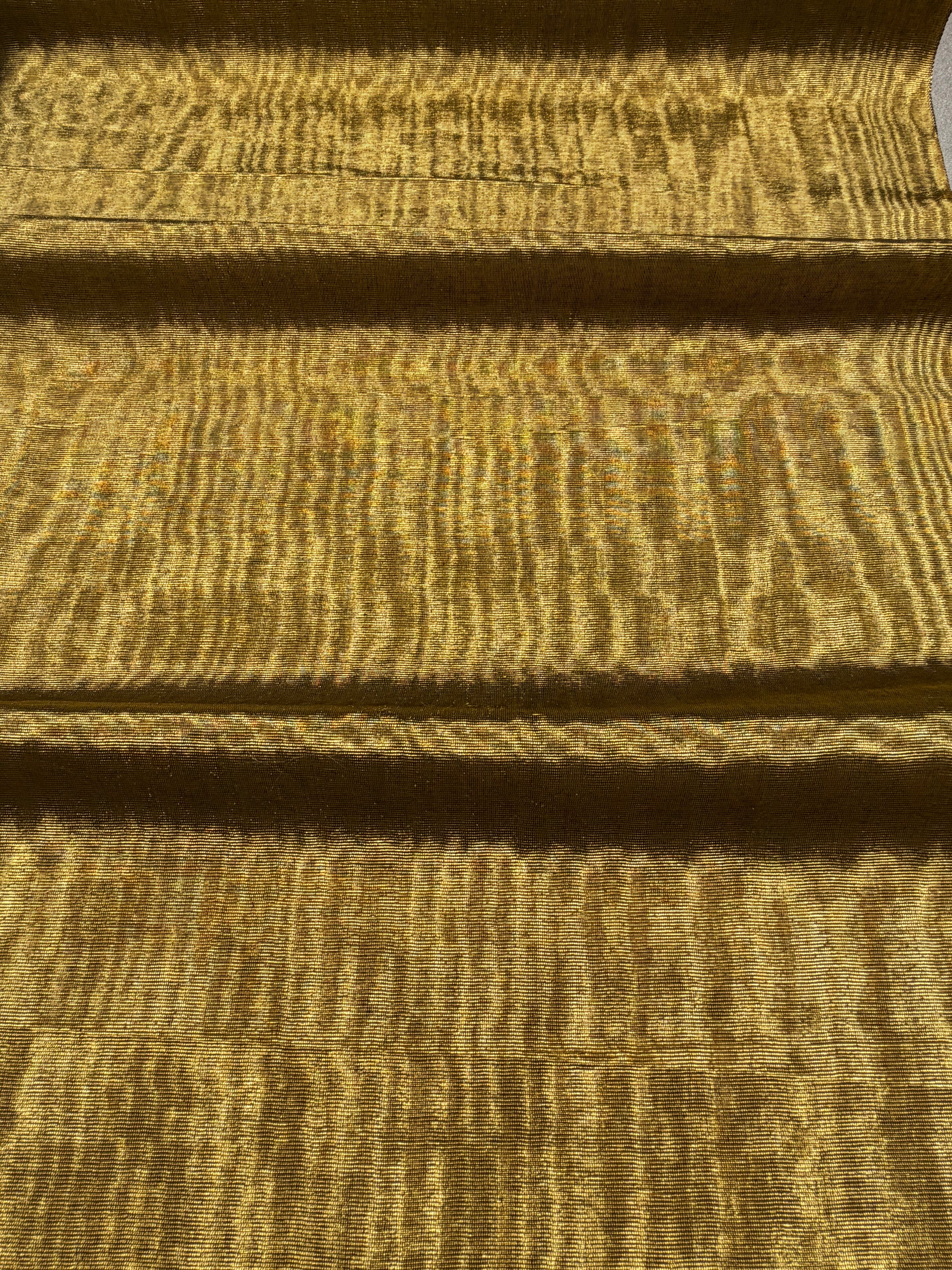 Light Gold Silk Moiré Fabric 50/50 Silk Cotton Ottoman Luxury Textile for Apparel, Accessories & Interior