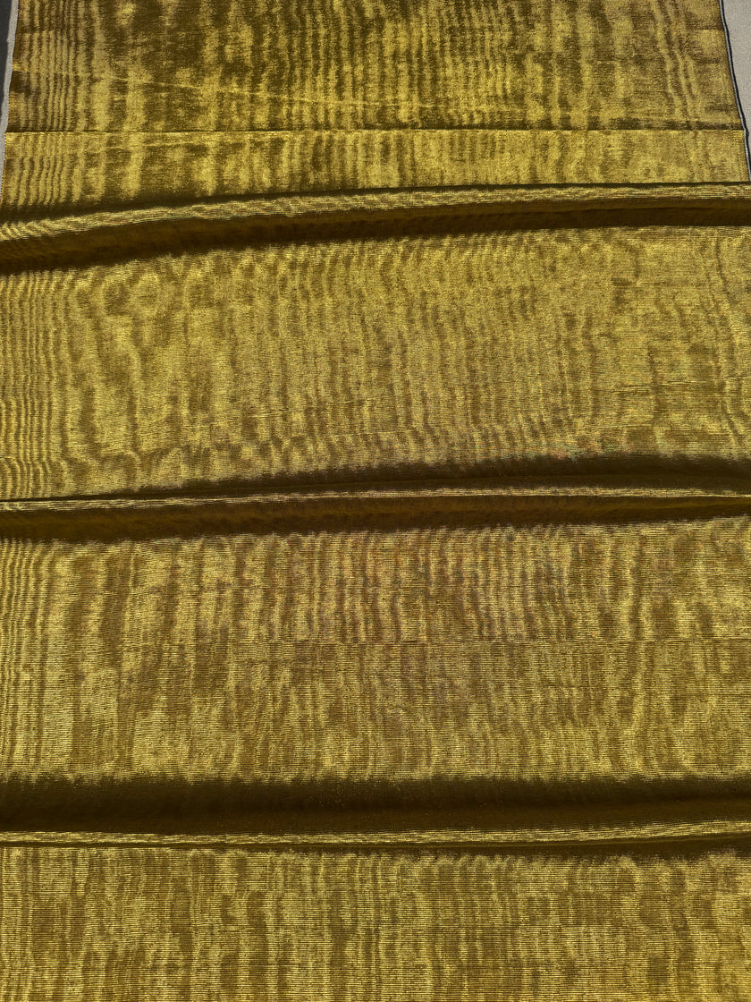 Light Gold Silk Moiré Fabric 50/50 Silk Cotton Ottoman Luxury Textile for Apparel, Accessories & Interior