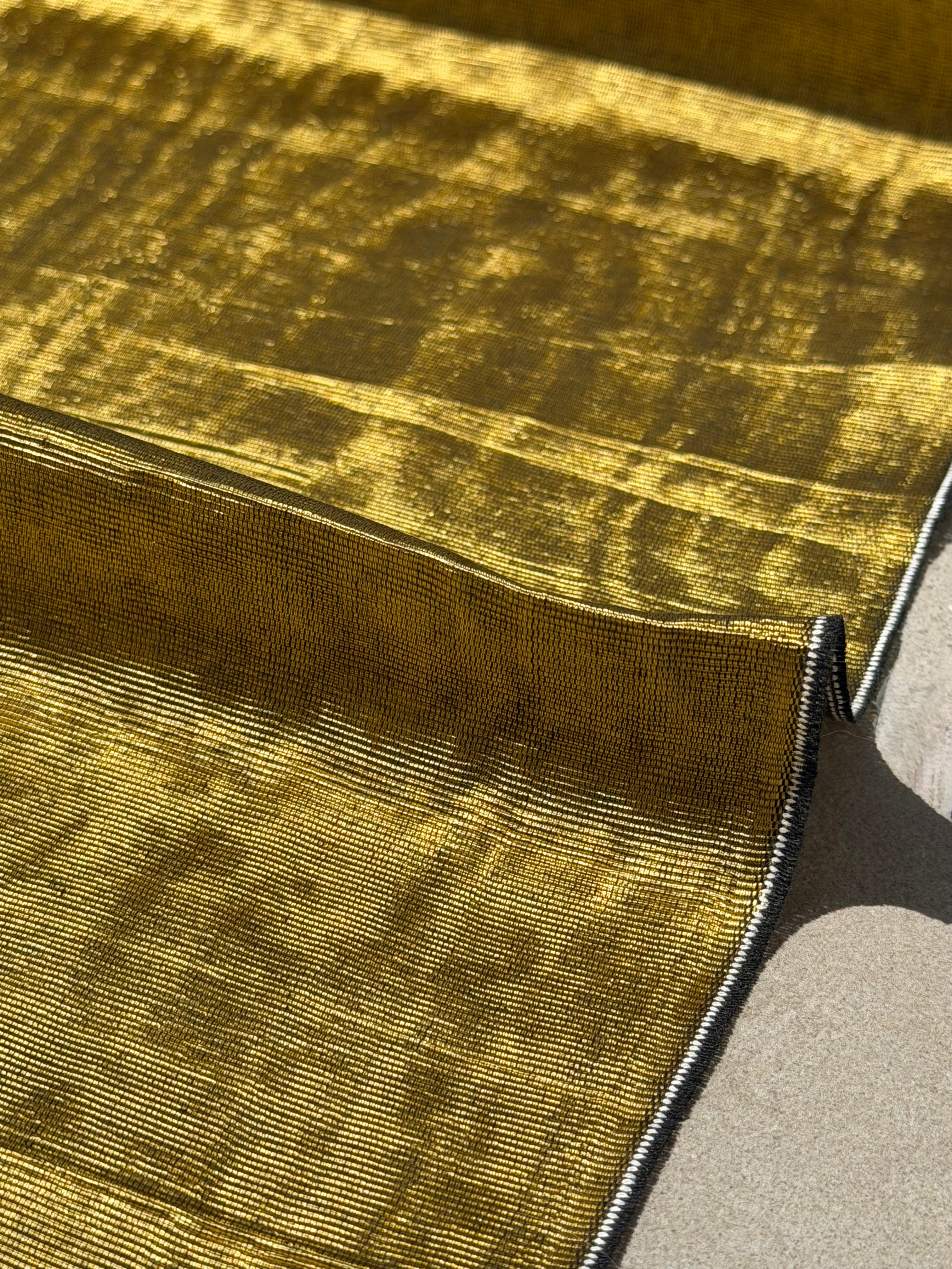 Light Gold Silk Moiré Fabric 50/50 Silk Cotton Ottoman Luxury Textile for Apparel, Accessories & Interior