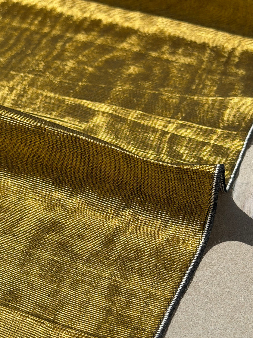 Light Gold Silk Moiré Fabric 50/50 Silk Cotton Ottoman Luxury Textile for Apparel, Accessories & Interior