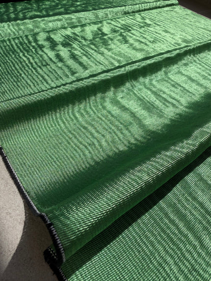 Forest Green Silk Moiré Fabric – 50/50 Silk Cotton Blend | Ottoman-Inspired Textile