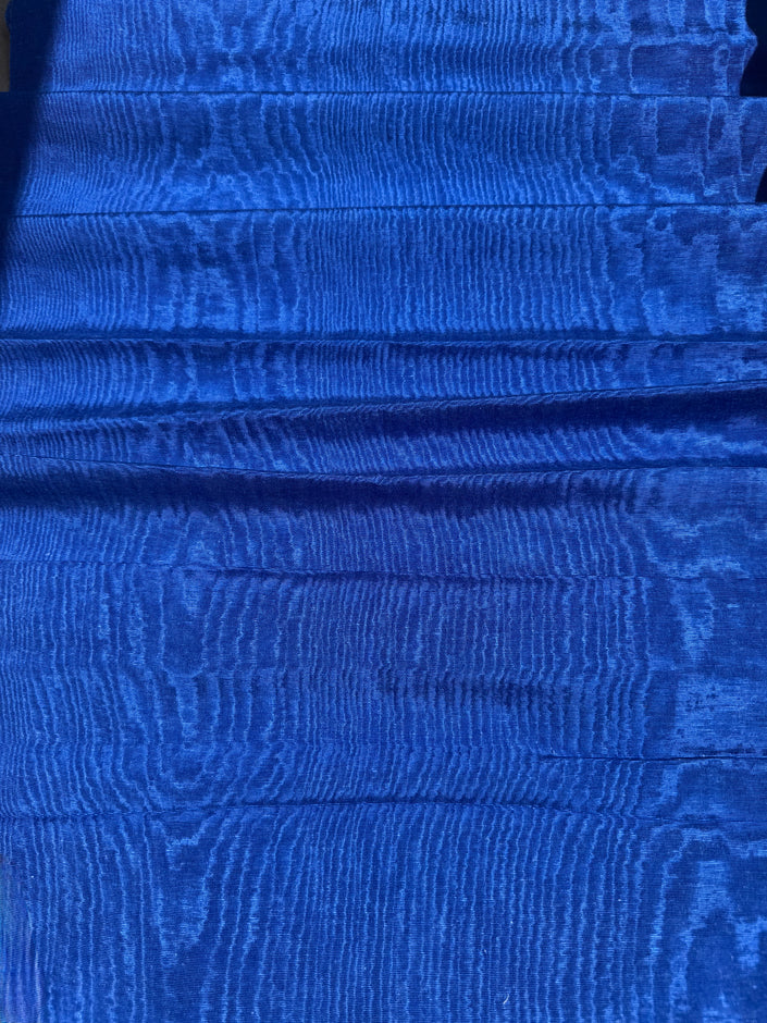 Deep Blue Silk Moiré Fabric – 50/50 Silk Cotton Blend | Ottoman-Inspired Textile