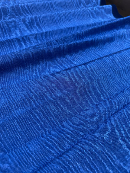 Deep Blue Silk Moiré Fabric – 50/50 Silk Cotton Blend | Ottoman-Inspired Textile