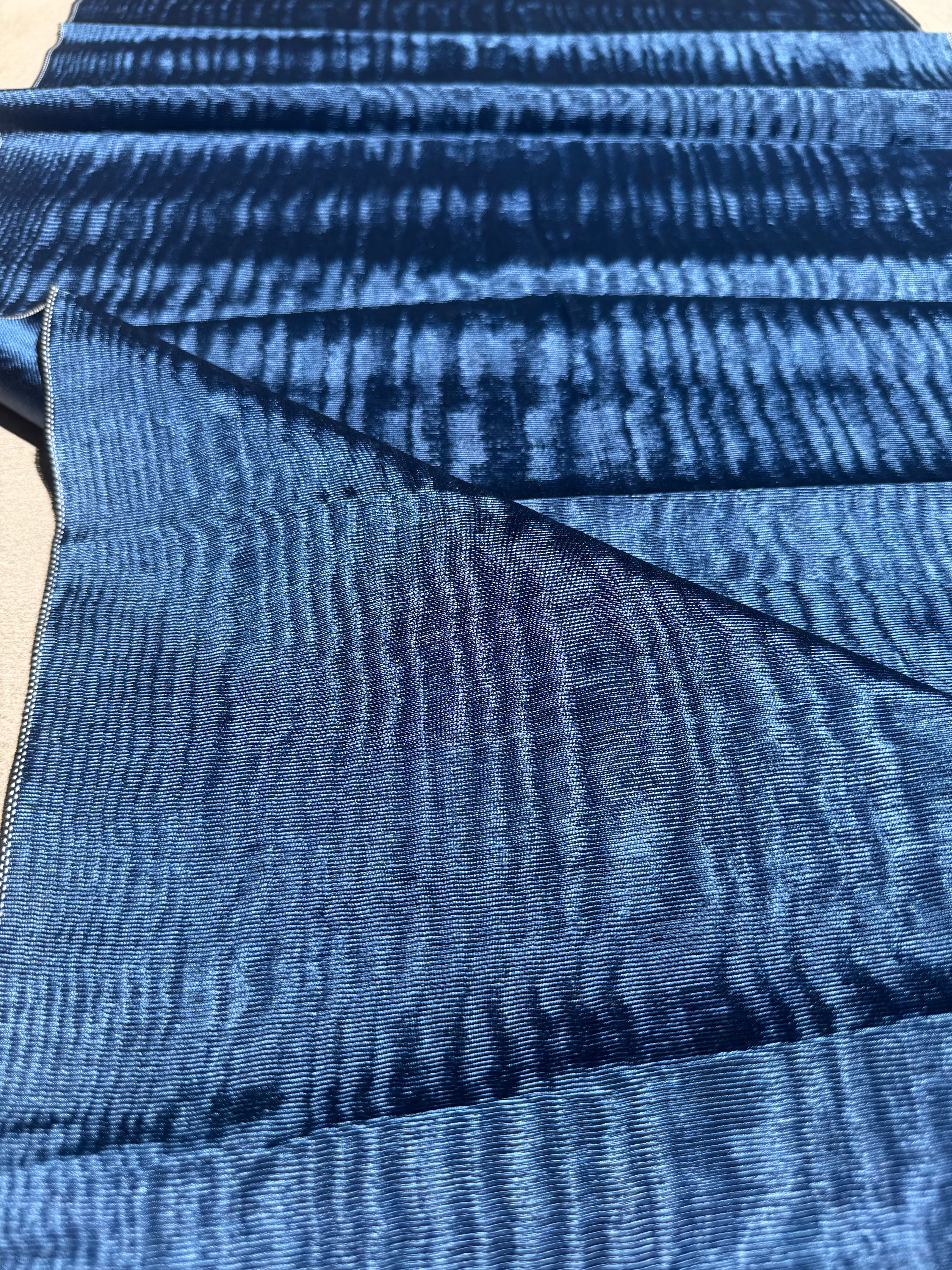 Royal Blue Silk Moiré Fabric – 50/50 Silk Cotton Blend | Ottoman-Inspired Textile