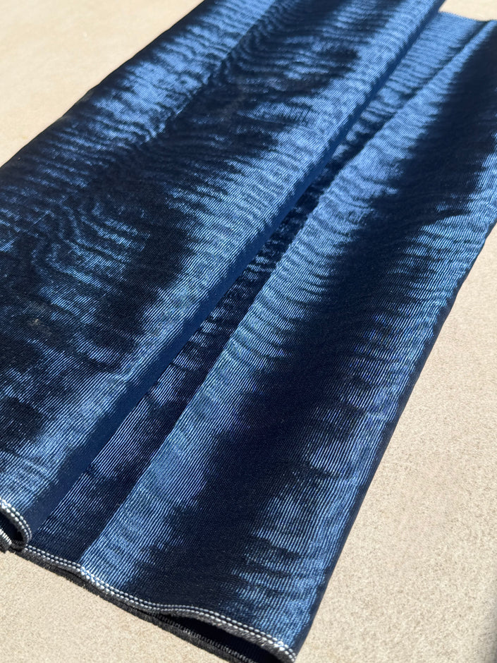 Royal Blue Silk Moiré Fabric – 50/50 Silk Cotton Blend | Ottoman-Inspired Textile