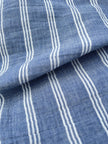Muslin Fabric By The Yard - Blue White Stripes - Undyed Natural Option