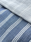 Muslin Fabric By The Yard - Blue White Stripes - Undyed Natural Option