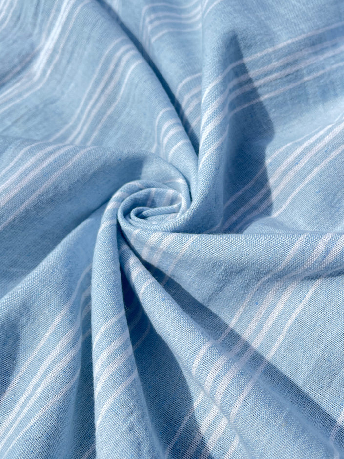 Yumuşak Akışkan Geniş Çizgili Orta Ağırlıkta Yumuşatılmış Keten Pamuklu Kumaş Metre Başına 200g/m2 - Döşemelik Çizgili Fransız Stili veya Kimono veya Pantolon İçin Dikiş Projeleri İçin - Doğal Döşemelik Kumaşlar 235 CM Genişlik.